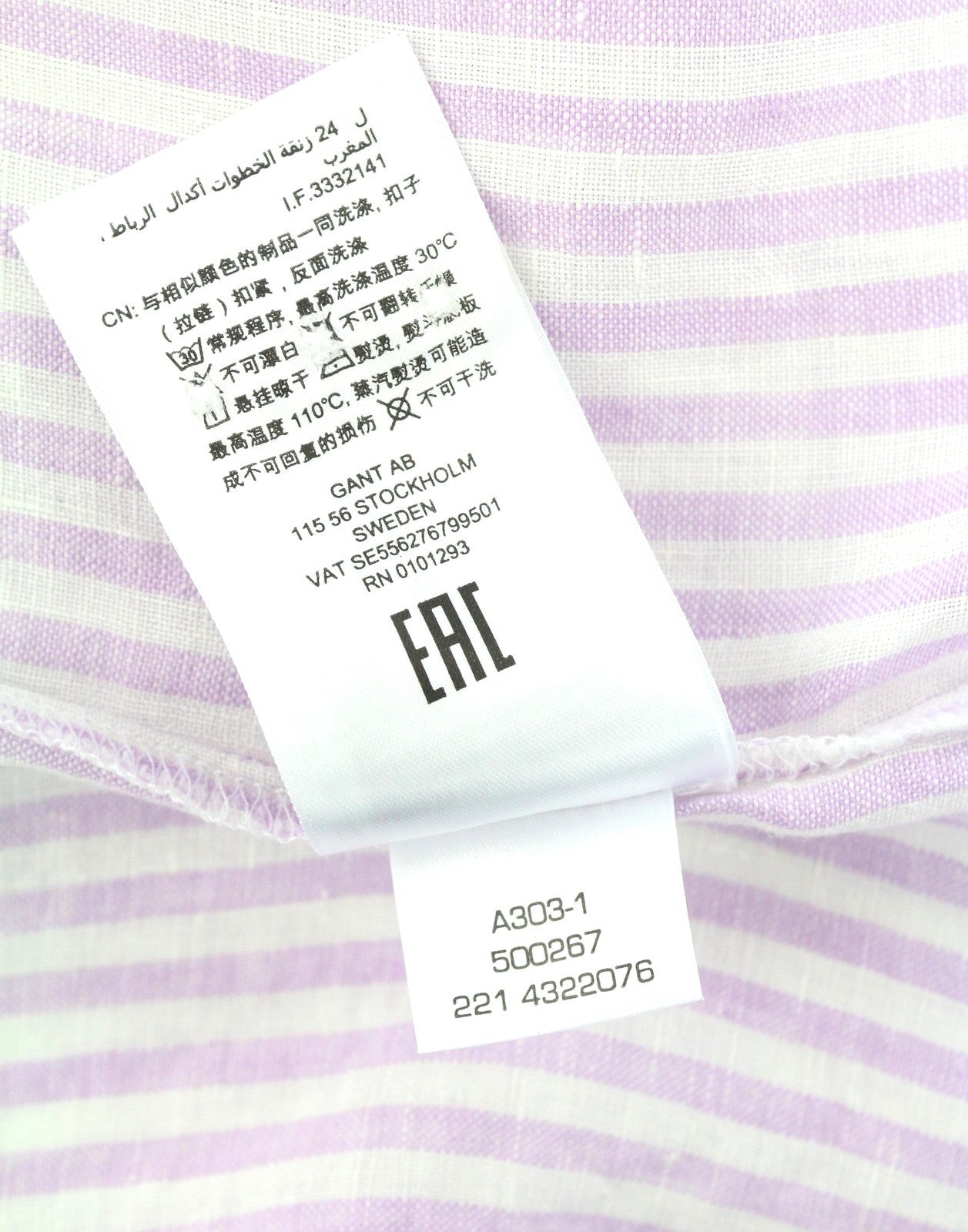 GANT Reg Linen Stripe Women Shirt EU34 Crocus Purple Button-Up Spread Neck