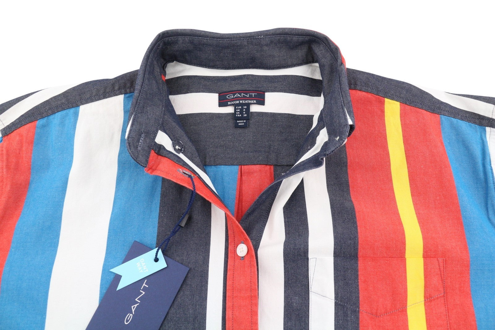 GANT Rough Weather Stripe Women Shirt EU36 Multicolor Rigid Button-Up Oversized