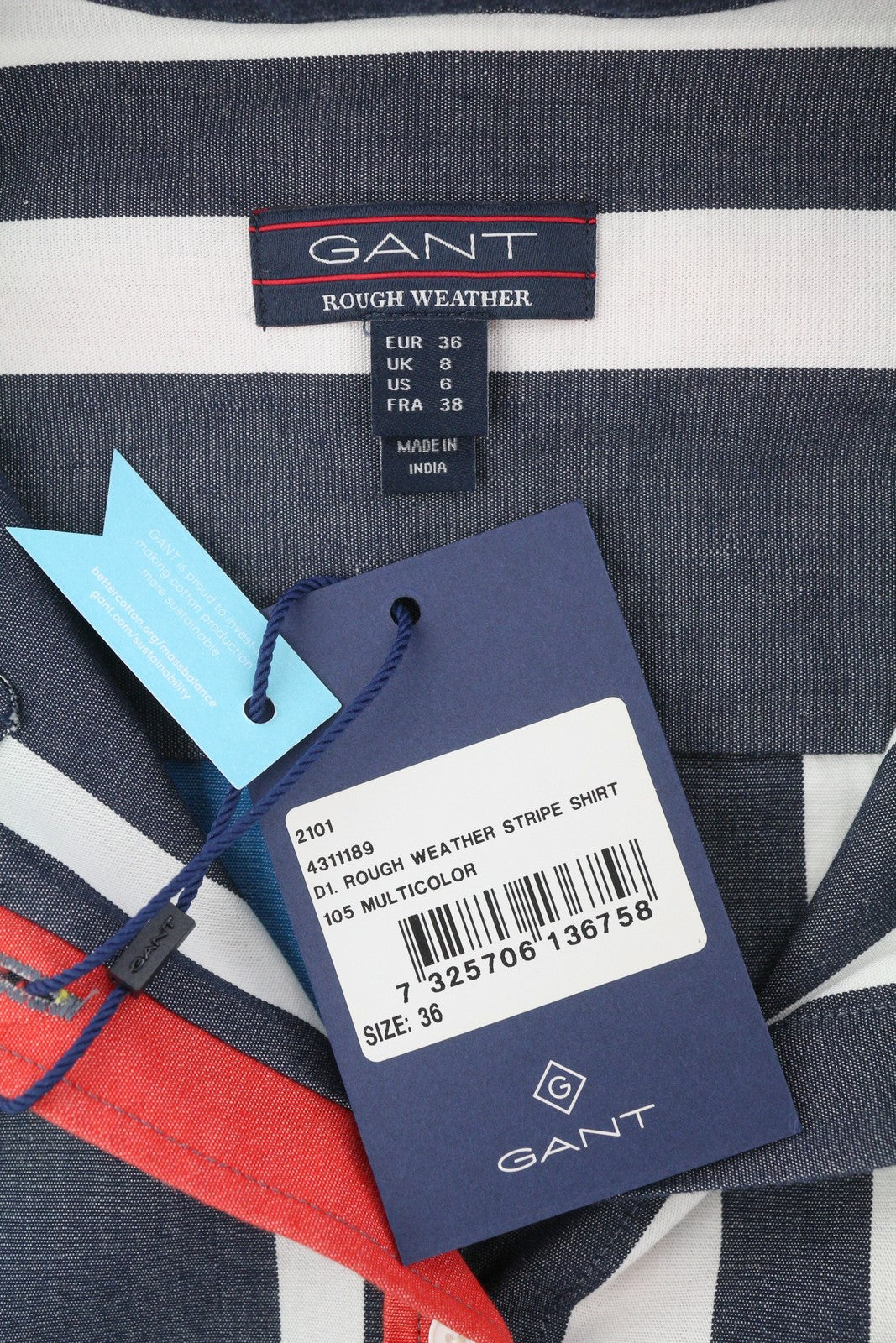 GANT Rough Weather Stripe Women Shirt EU36 Multicolor Rigid Button-Up Oversized