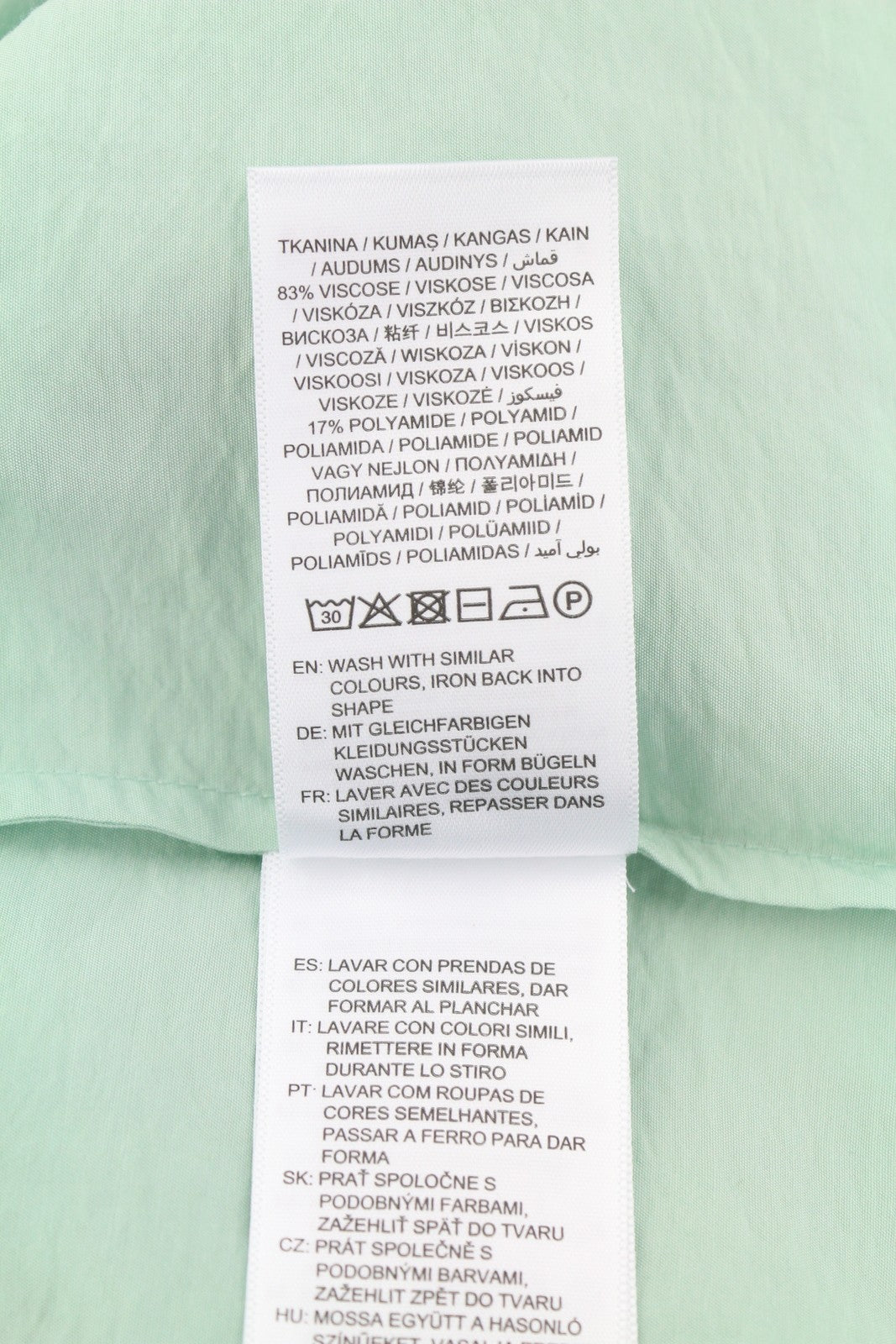 GANT Pop Over Women Blouse EU38 Porcelain Green V-Neck Ties Relaxed 3/4 Sleeves