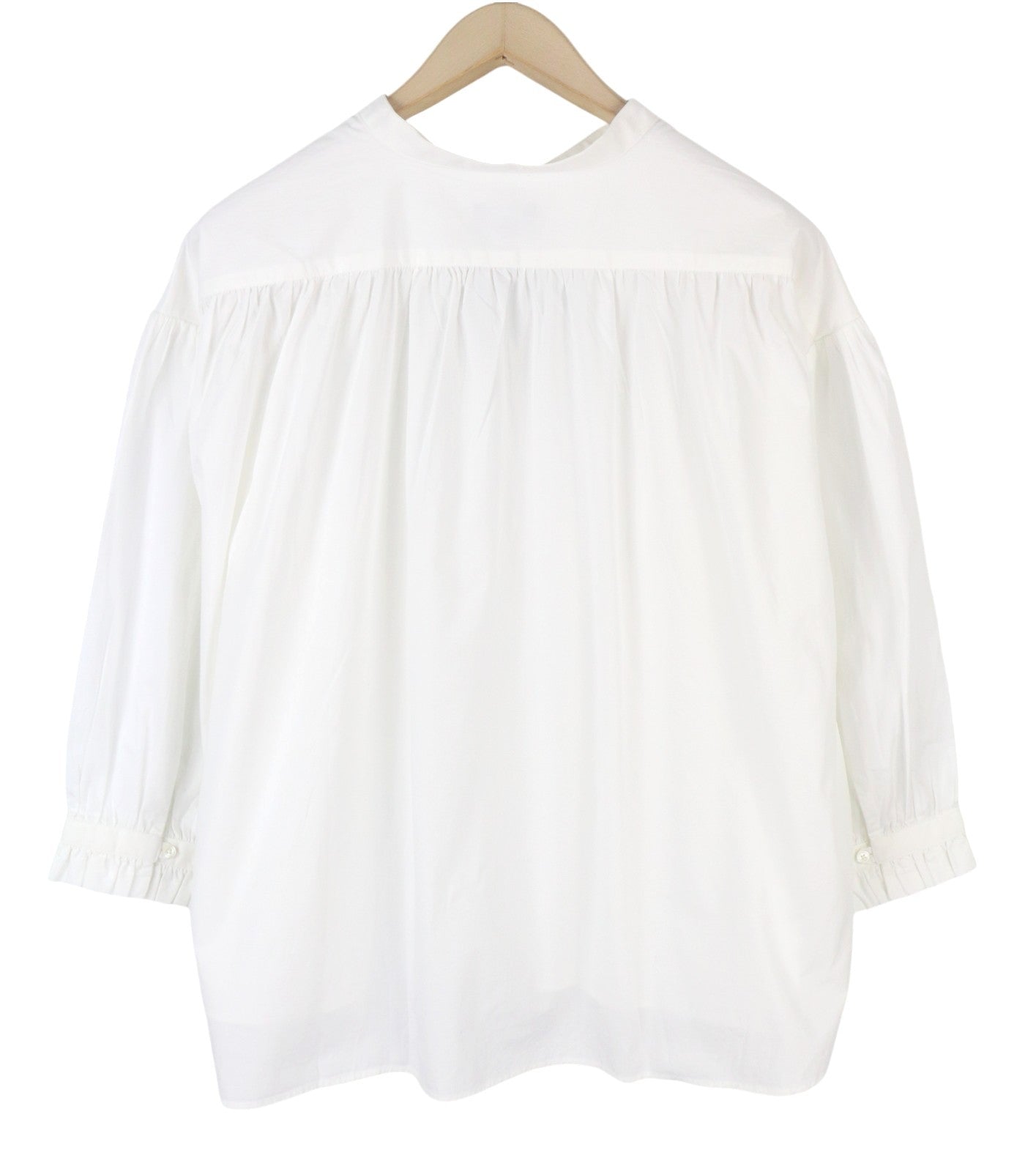 GANT Popover Wrinkle Women Blouse EU46 White Relaxed Fit Long Balloon Sleeves