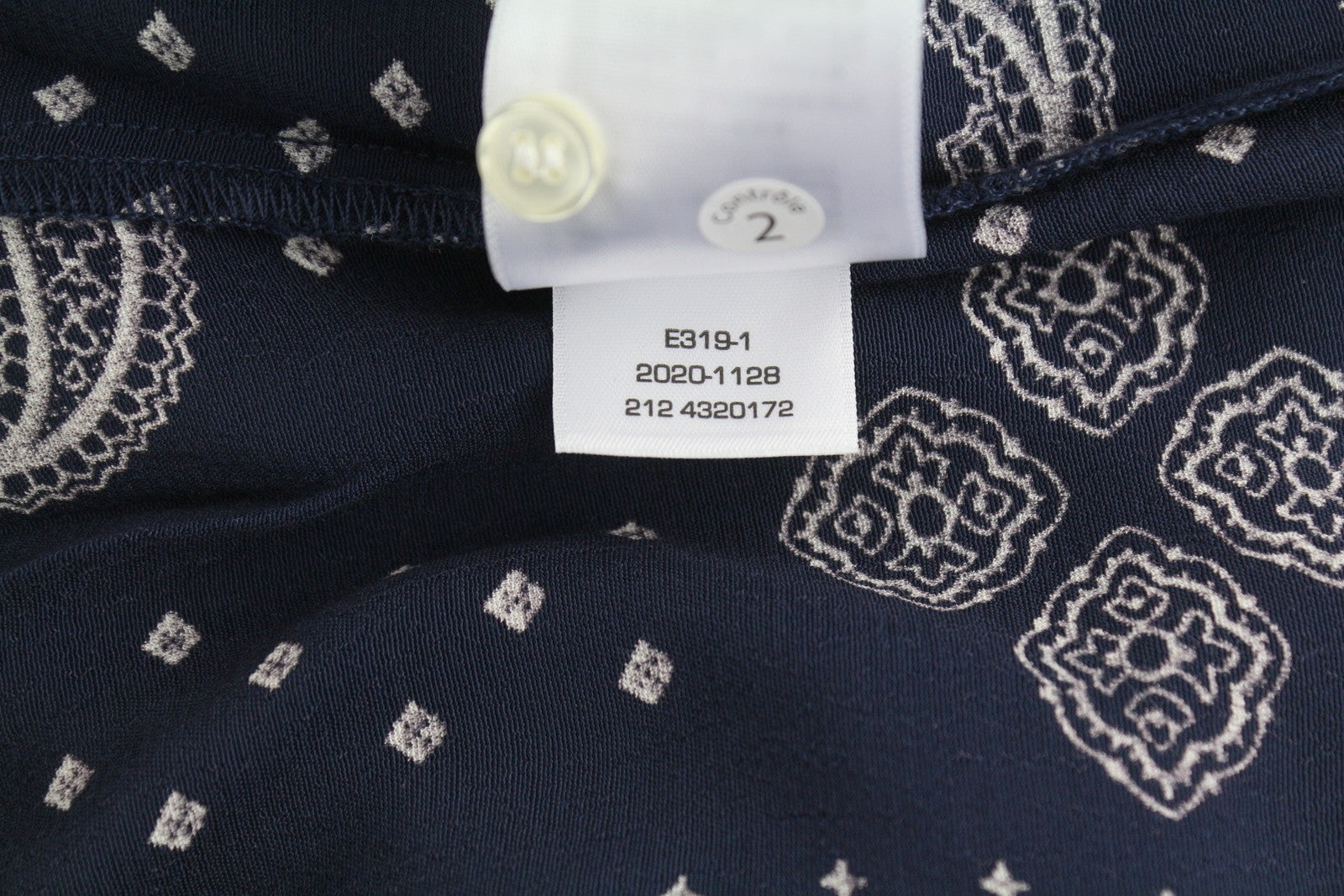 GANT Paisley Women Blouse EU38 Evening Blue Round Neck Relaxed Fit