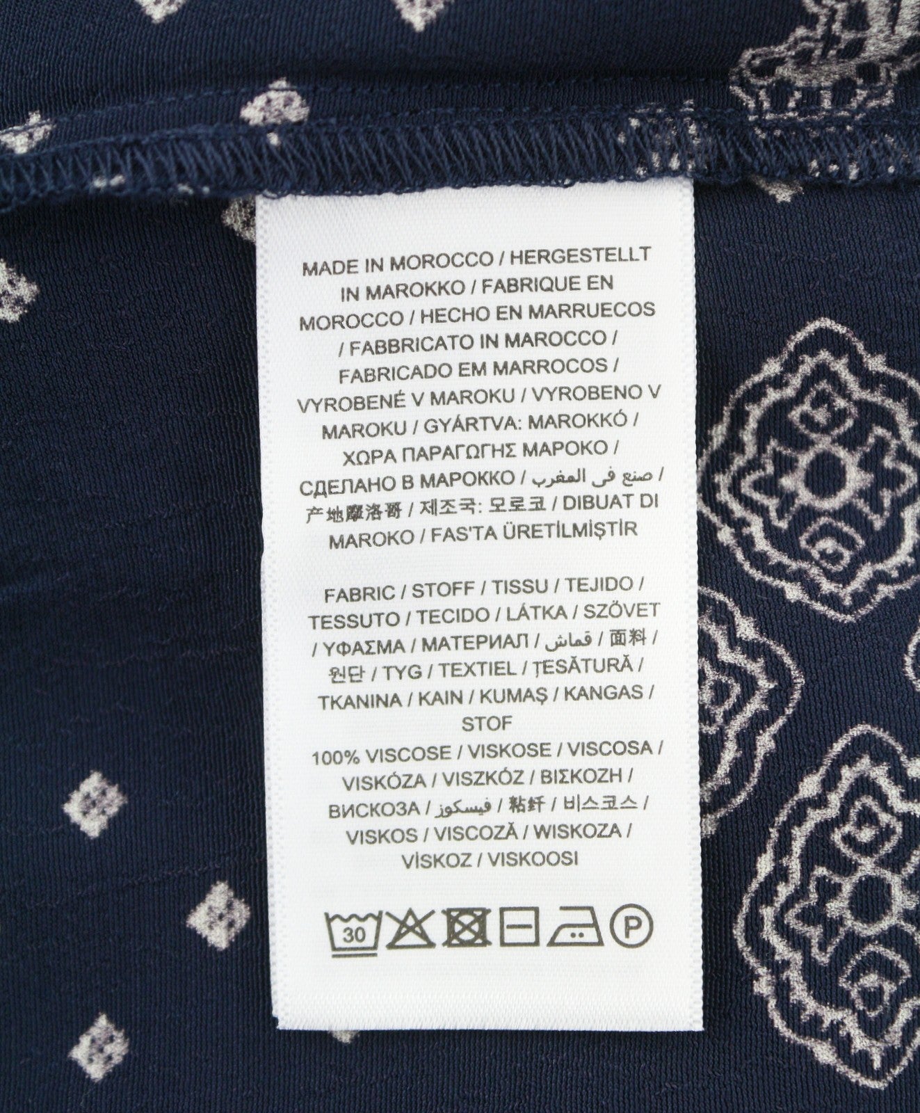 GANT Paisley Women Blouse EU38 Evening Blue Round Neck Relaxed Fit