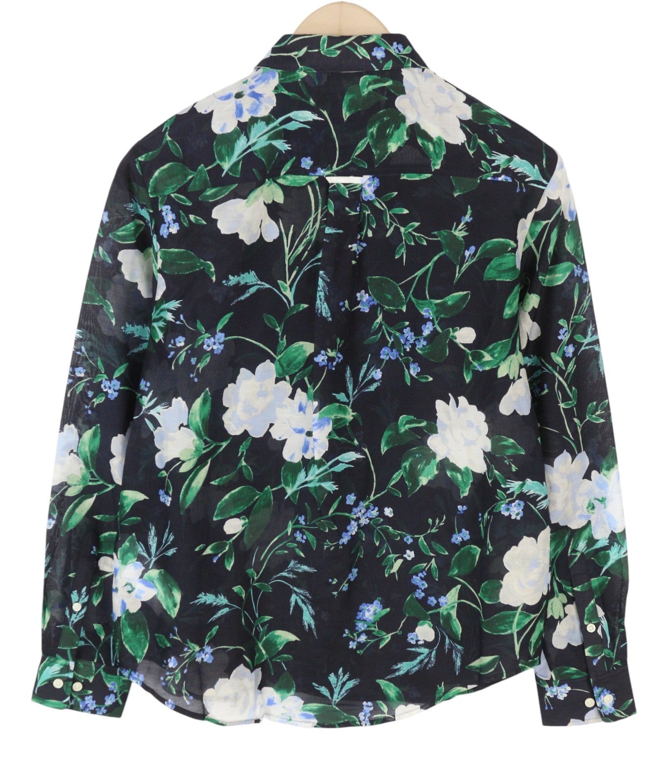 GANT Reg Rose Cot Silk Women Shirt EU38 Evening Blue Transparent Button-Up