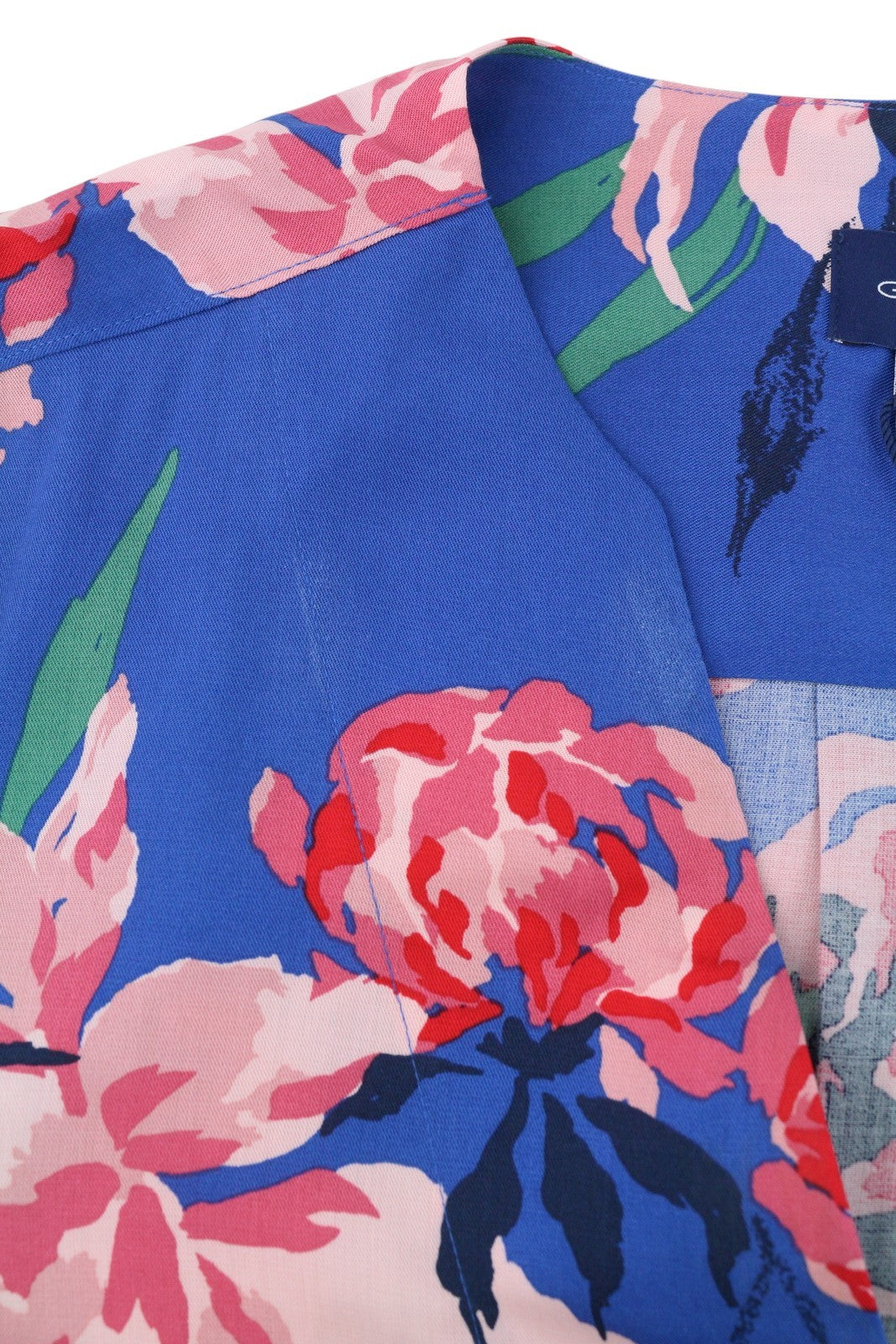 GANT Peonies Print Women Blouse EU38 Bright Cobalt V-Neck Floral Long Sleeve