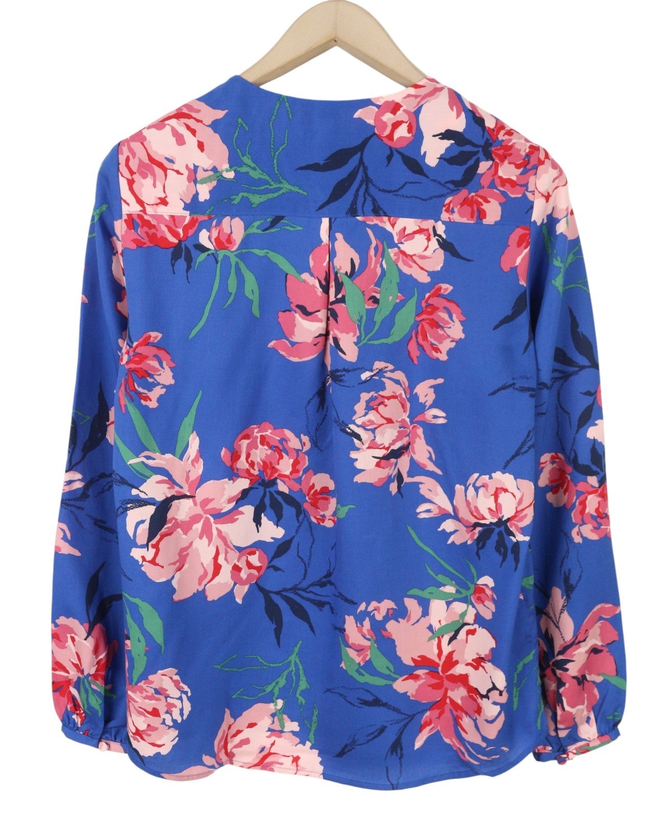 GANT Peonies Print Women Blouse EU38 Bright Cobalt V-Neck Floral Long Sleeve