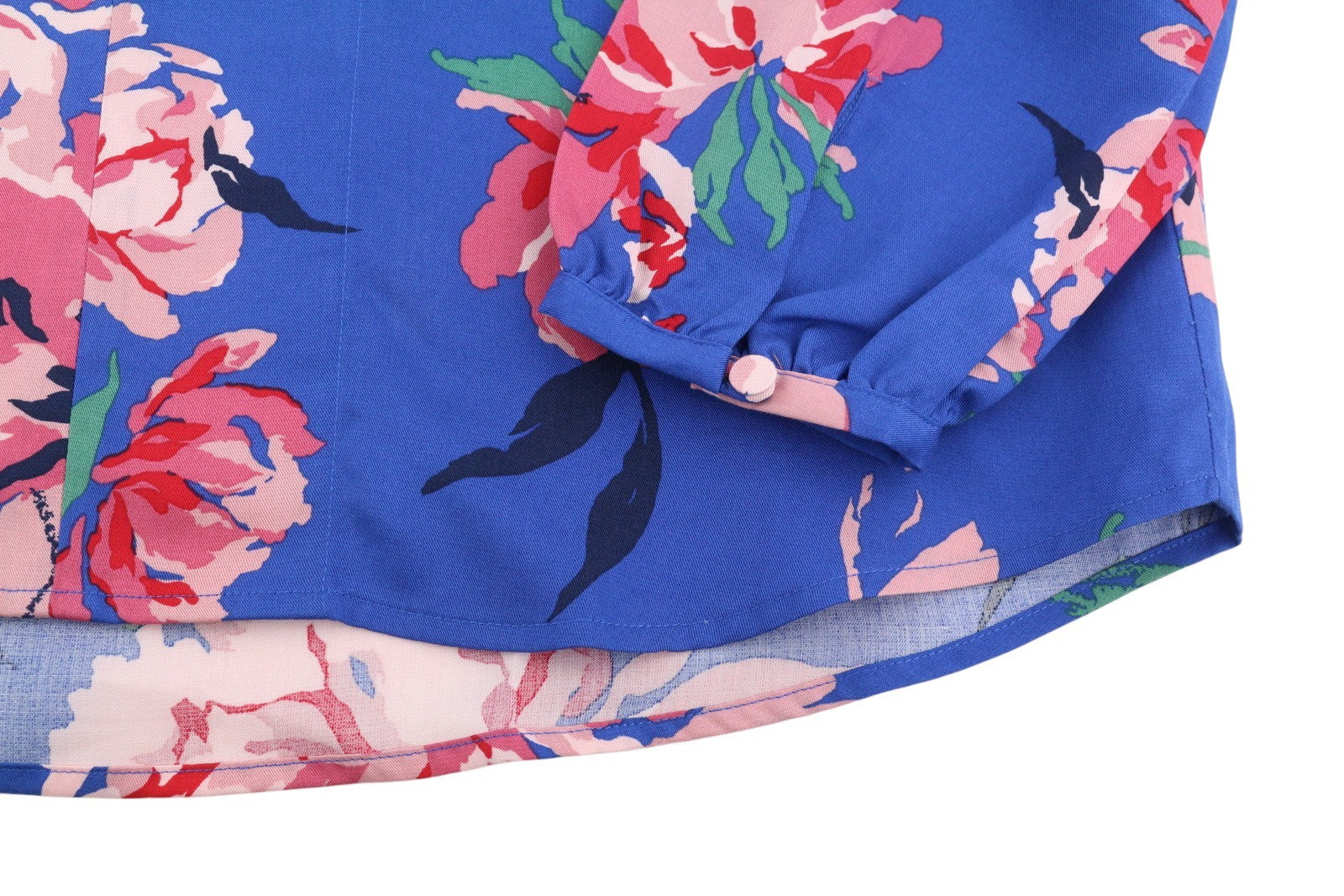 GANT Peonies Print Women Blouse EU38 Bright Cobalt V-Neck Floral Long Sleeve