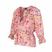 GANT Wild Floral Flounce Women Blouse EU36 Preppy Pink 3/4 Balloon Sleeves