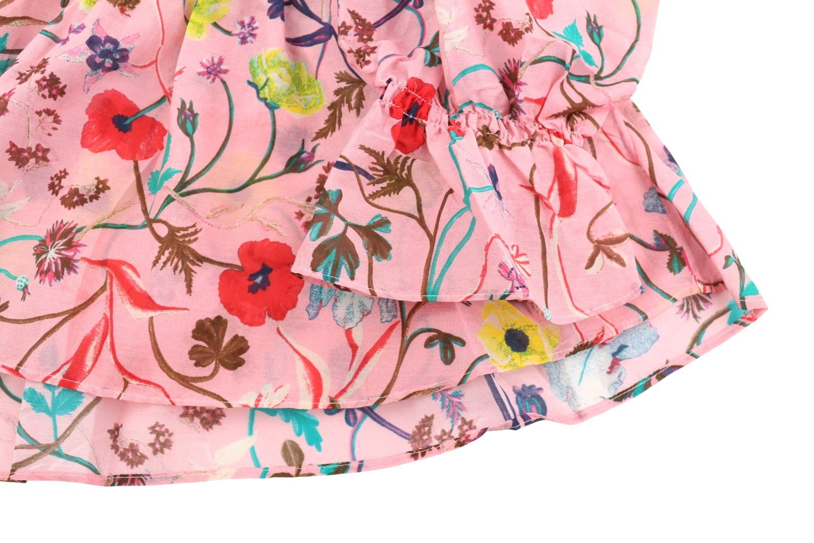 GANT Wild Floral Flounce Women Blouse EU36 Preppy Pink 3/4 Balloon Sleeves