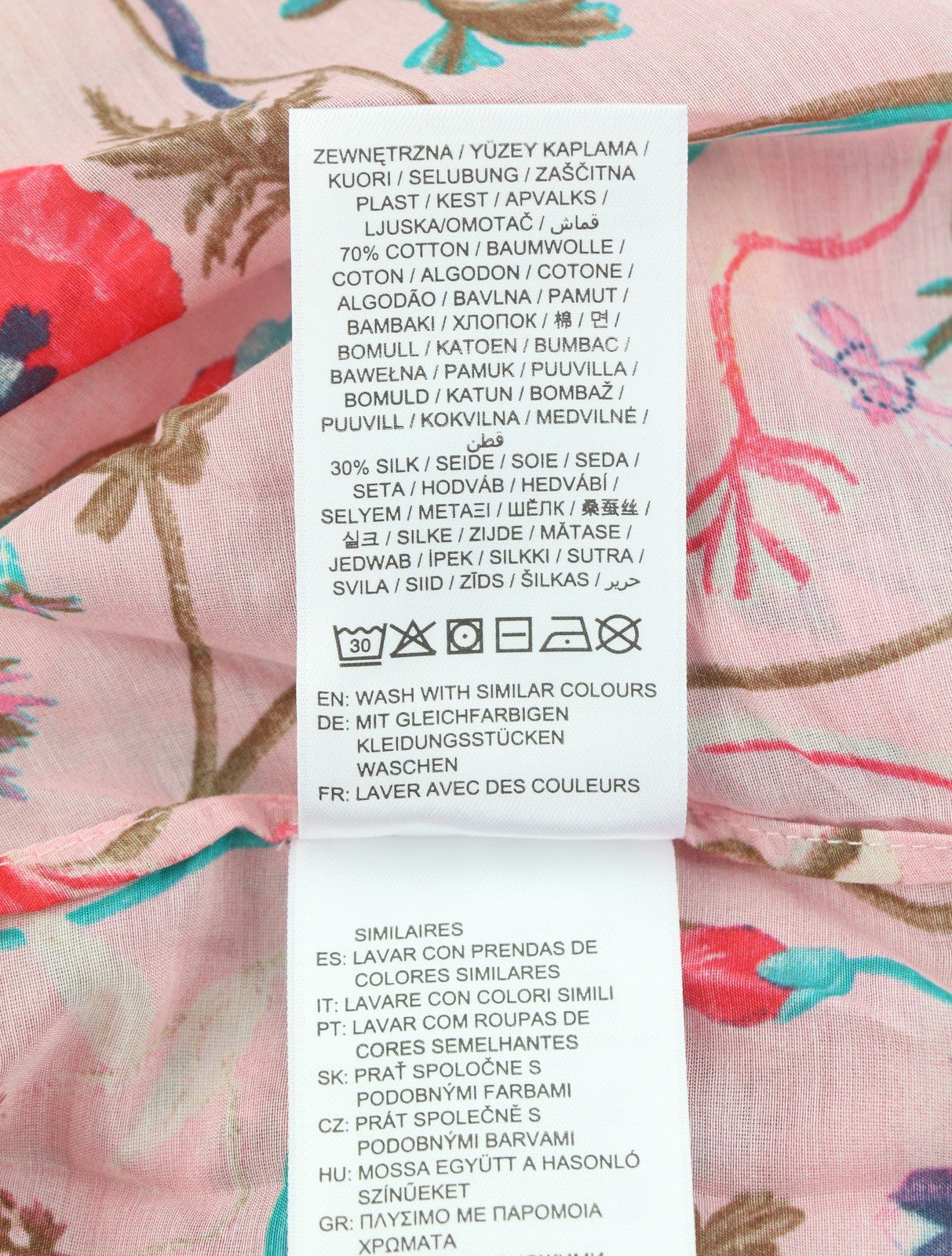 GANT Wild Floral Flounce Women Blouse EU36 Preppy Pink 3/4 Balloon Sleeves