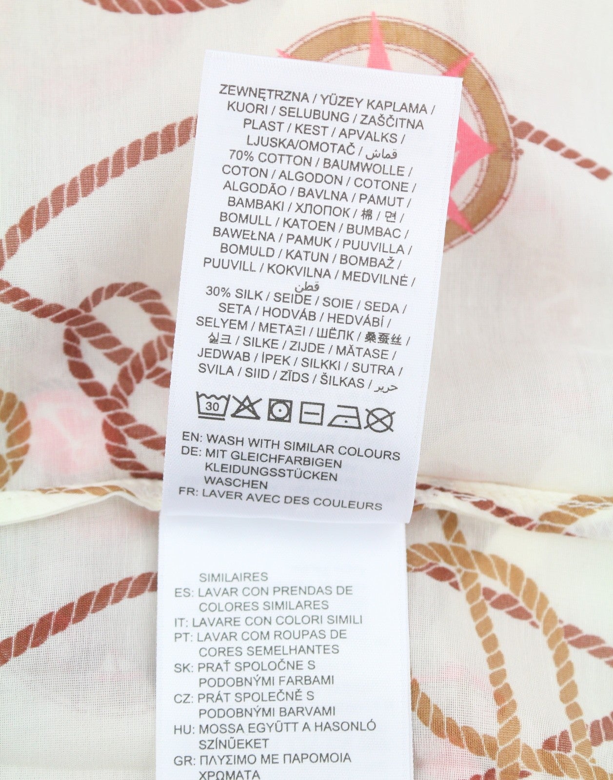 GANT Sailing Print Cot Silk Women Shirt EU34 Caulk White Transparent Button-up