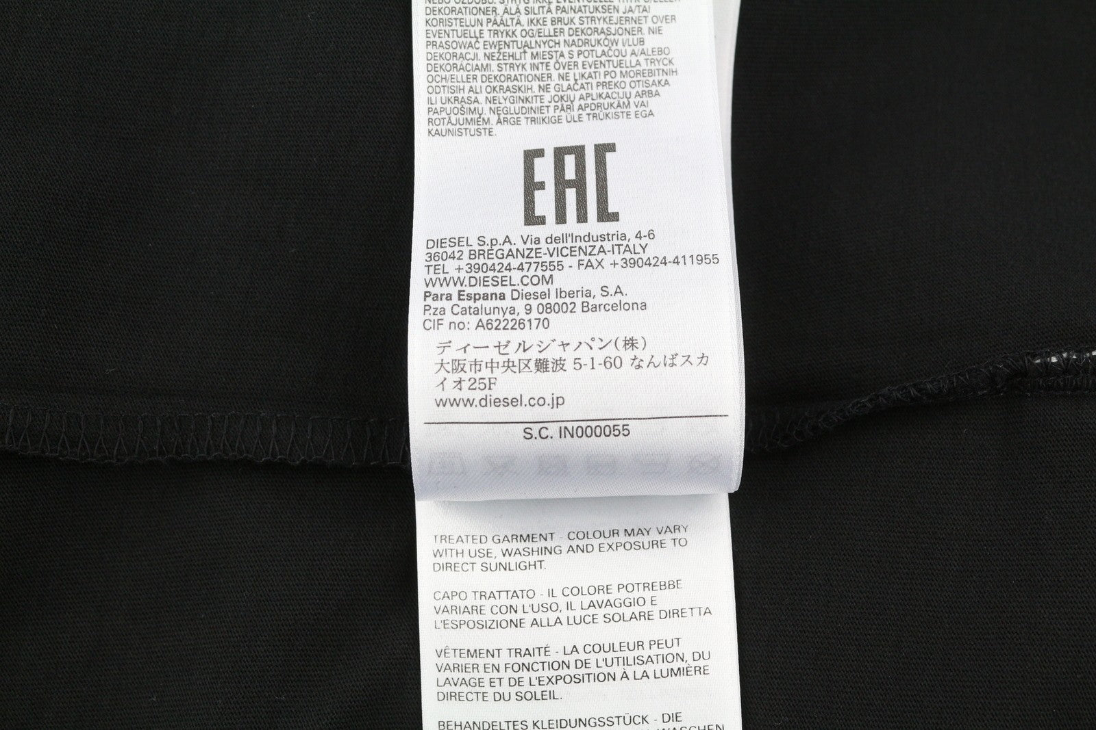 DIESEL T-Shula Men's T-Shirt 2XL Black Long Sleeve Logo Tricot