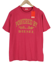 DIESEL T-Rust Men's T-Shirt L Pink Crew Collar Logo Stretch Tricot