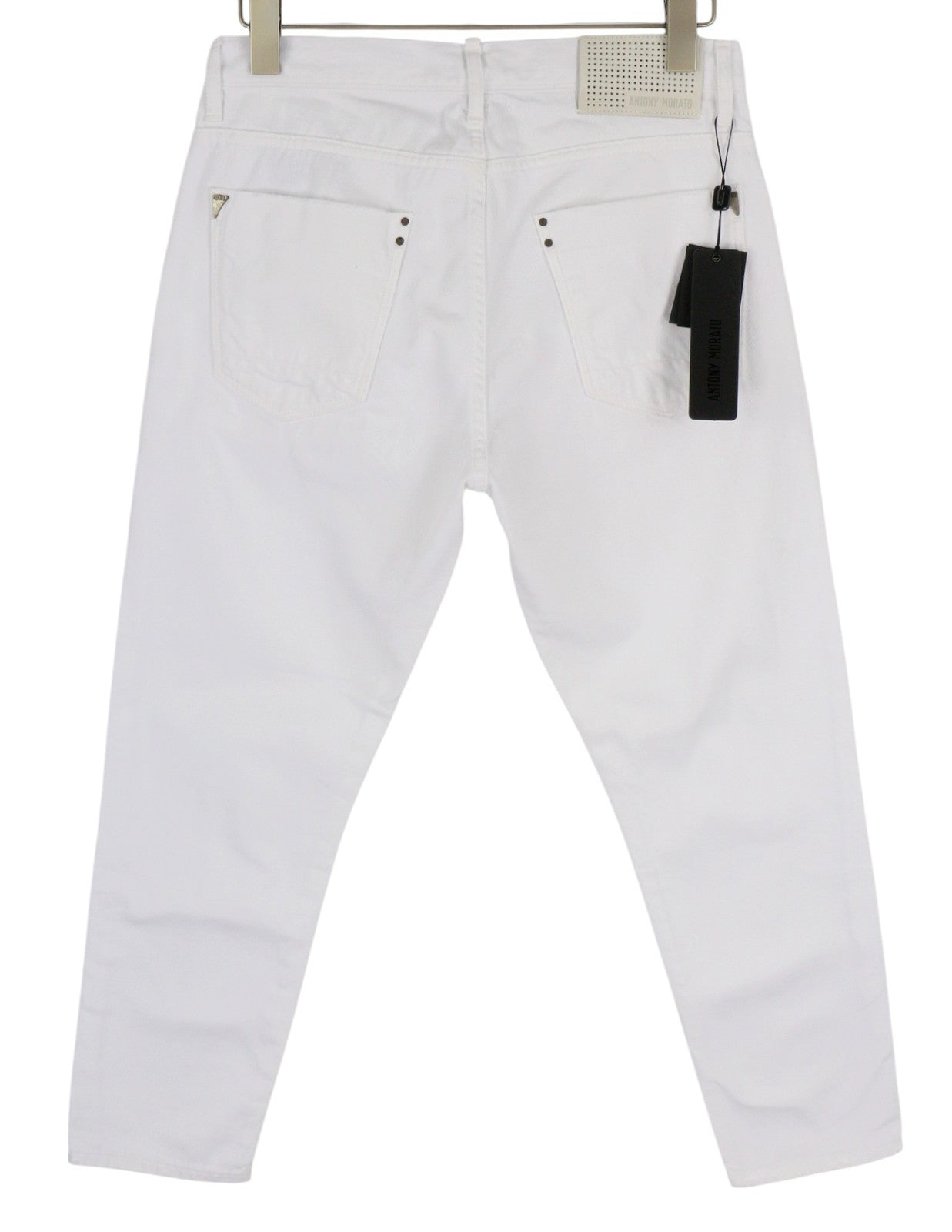 ANTONY MORATO Argon Men's Jeans W33 White Slim Cropped Button-Fly Denim