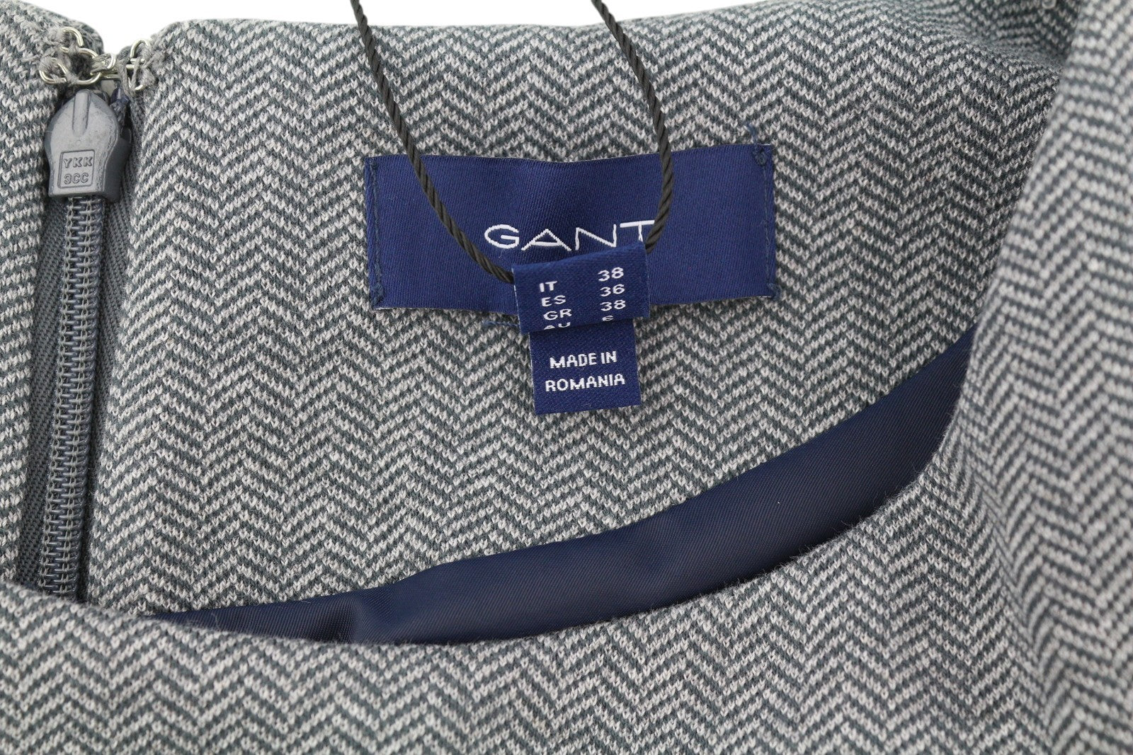 GANT Herringbone Jersey Women's Dress EU34 Grey Melange 3/4 Sleeve