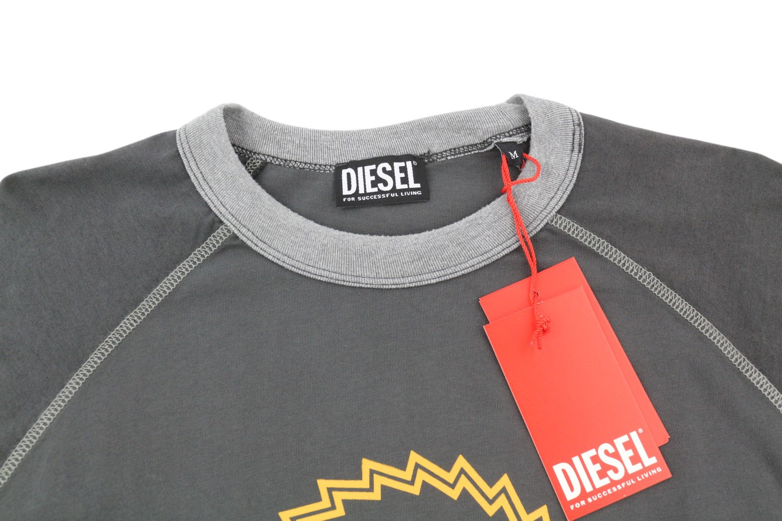 DIESEL T-Juslan-LS Men's T-Shirt M Grey Long Sleeve Tricot