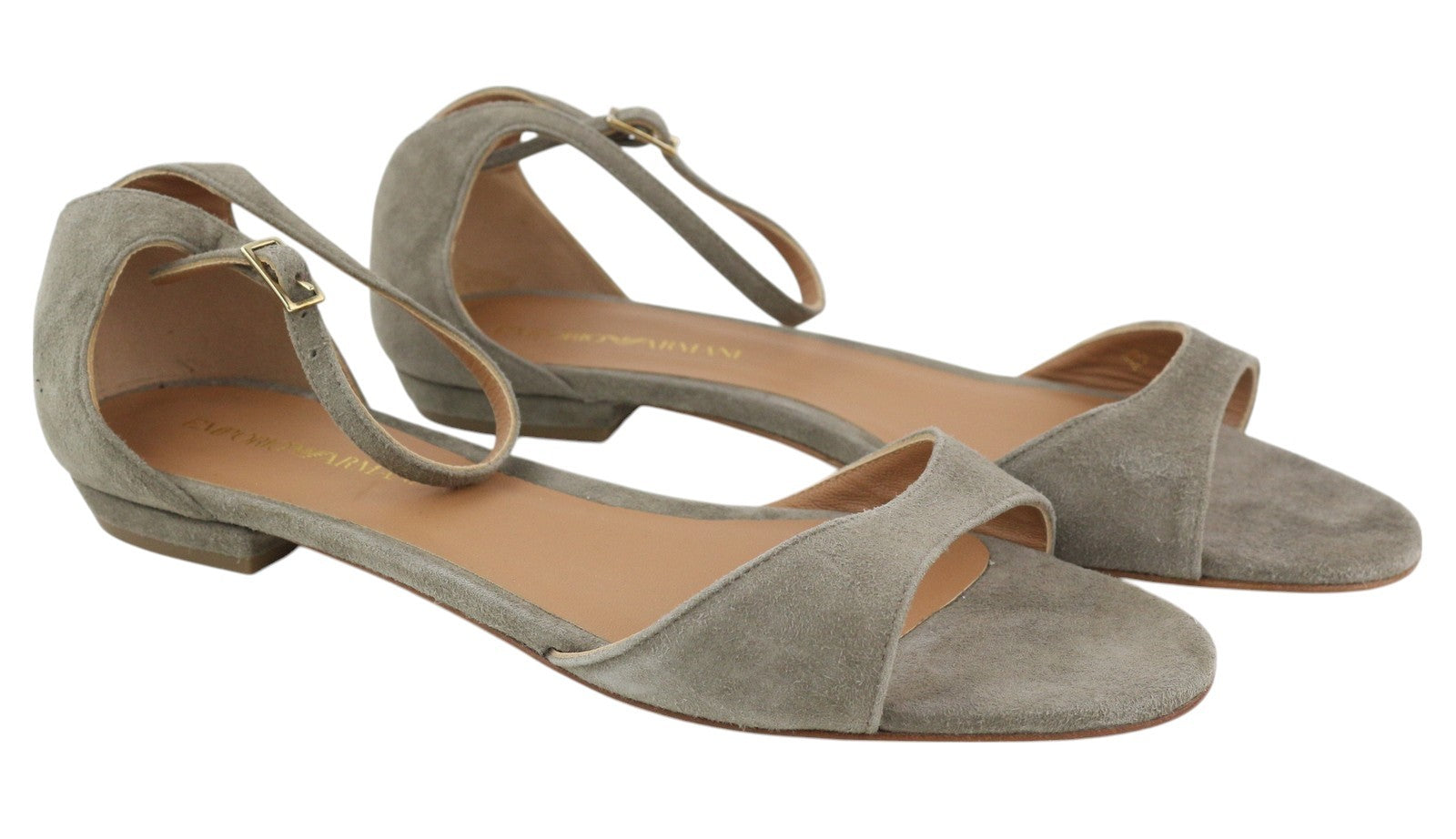 EMPORIO ARMANI X3P649 Women's Sandals EU37 Grey Suede Buckle