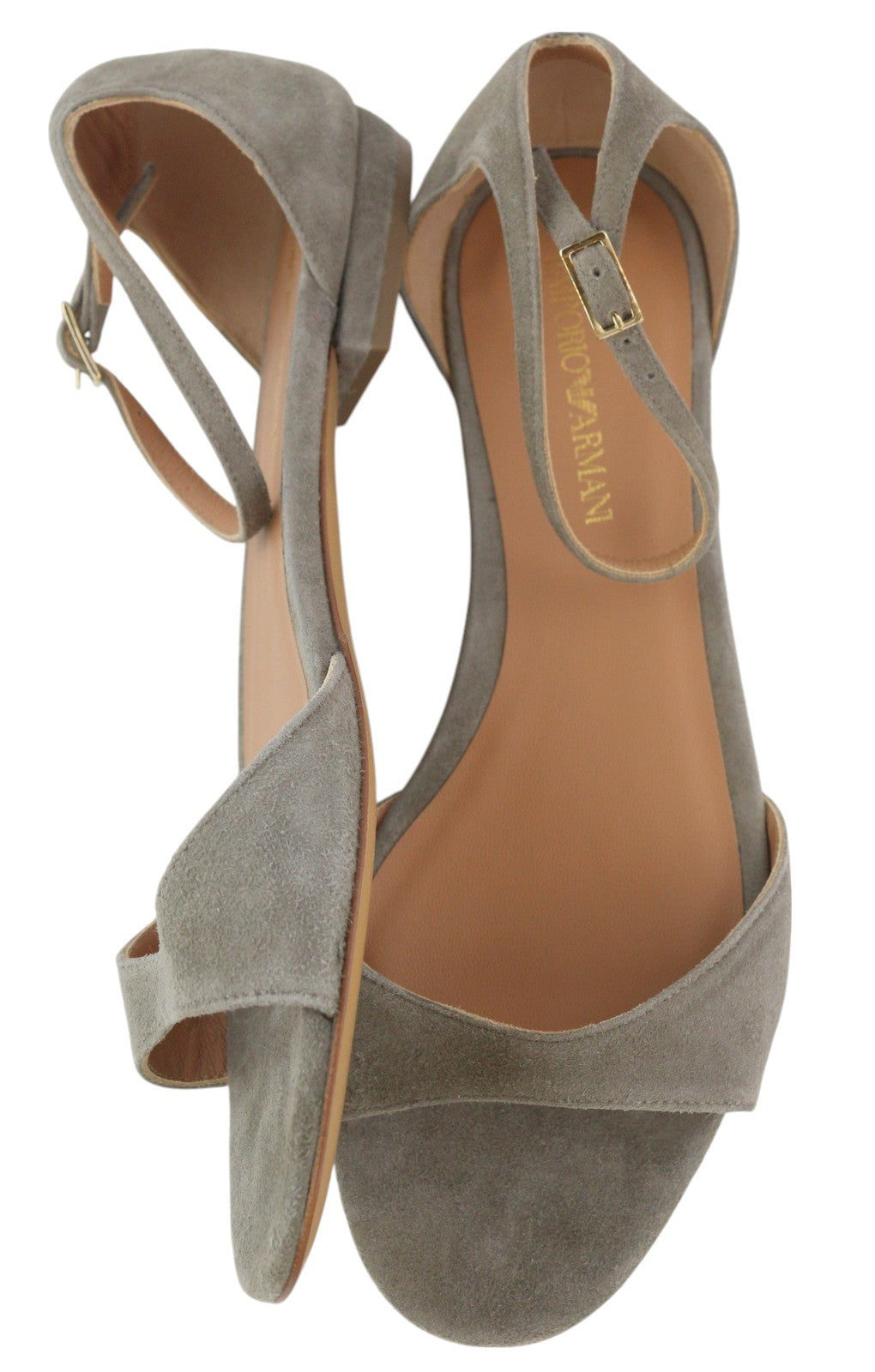 EMPORIO ARMANI X3P649 Women's Sandals EU37 Grey Suede Buckle