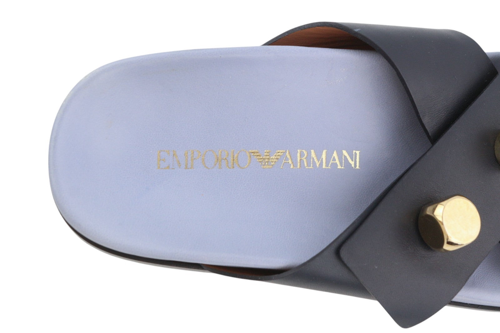 EMPORIO ARMANI Women's Flats EU37 Black Leather Square Toe Slip On