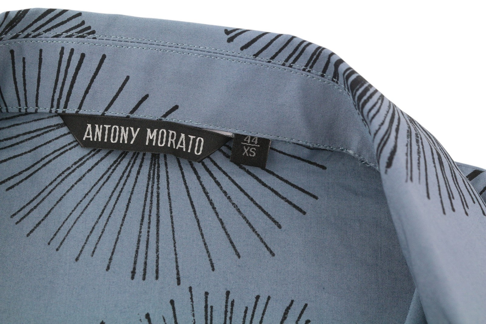 ANTONY MORATO Men's Shirt XS Blue Pattern Spread Collar Short Sleeve
