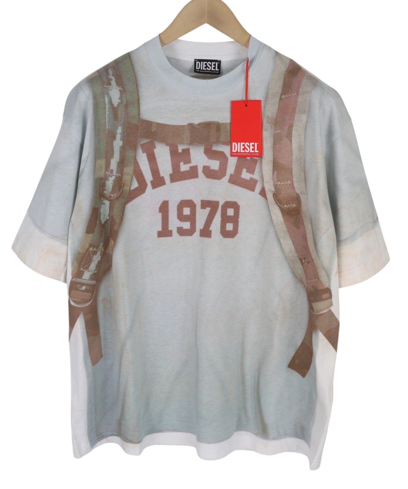 DIESEL T-Wash-E3 Men's T-Shirt M White Crew Collar Stretch Tricot RRP175