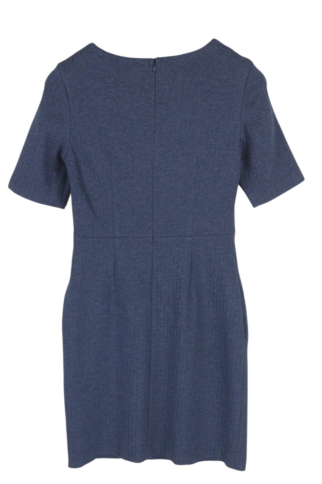 GANT Herringbone Jersey Women's Dress EU36 Blue Round Neck Short Sleeve