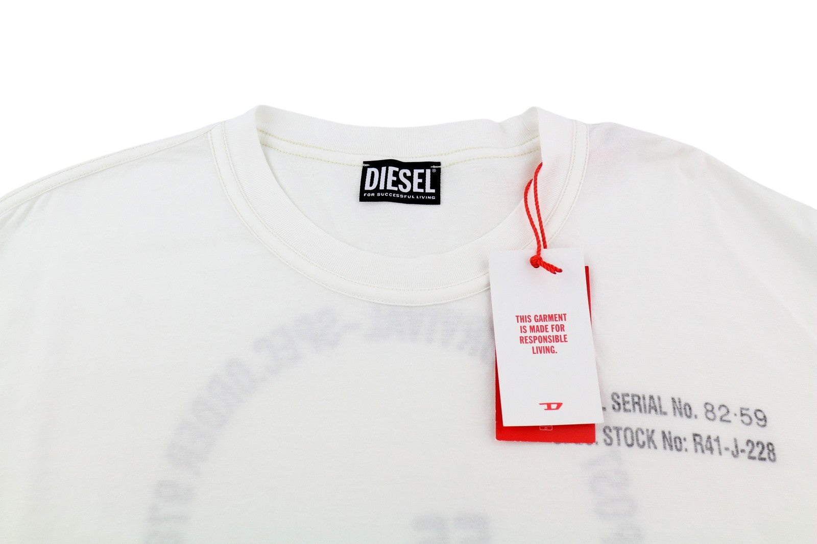 DIESEL T-Jubind-LS-Slits Men's T-Shirt 2XL White Long Sleeve Tricot