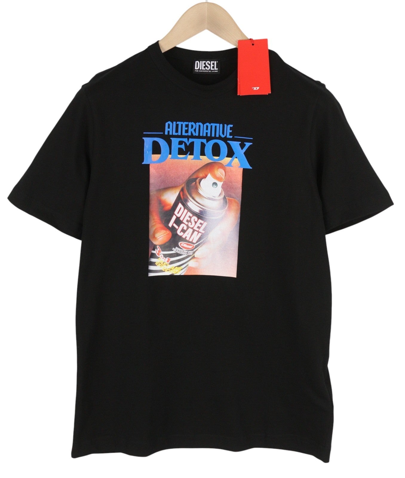 DIESEL T-Just-G4 Men's T-Shirt XS Black Crew Neck Stretch Tricot