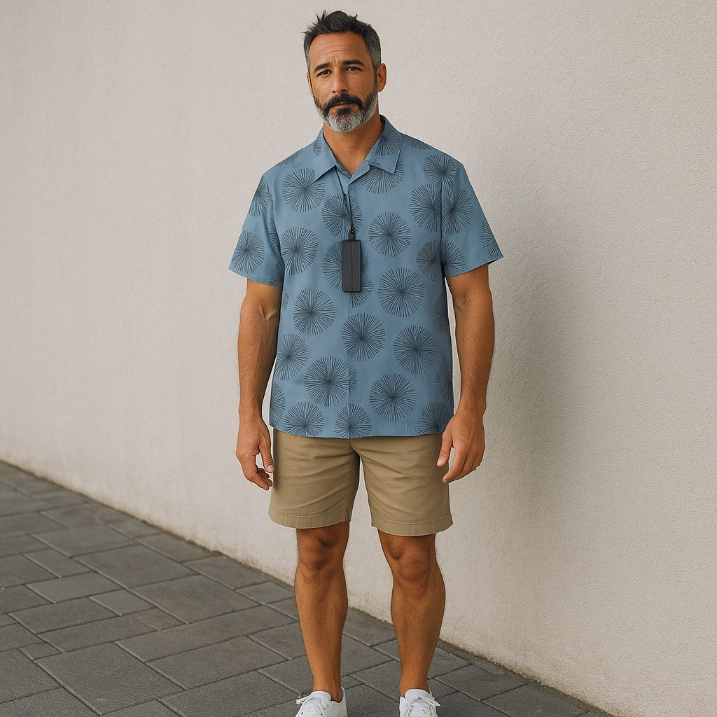 Blaues Baumwollhemd mit Knopfleiste