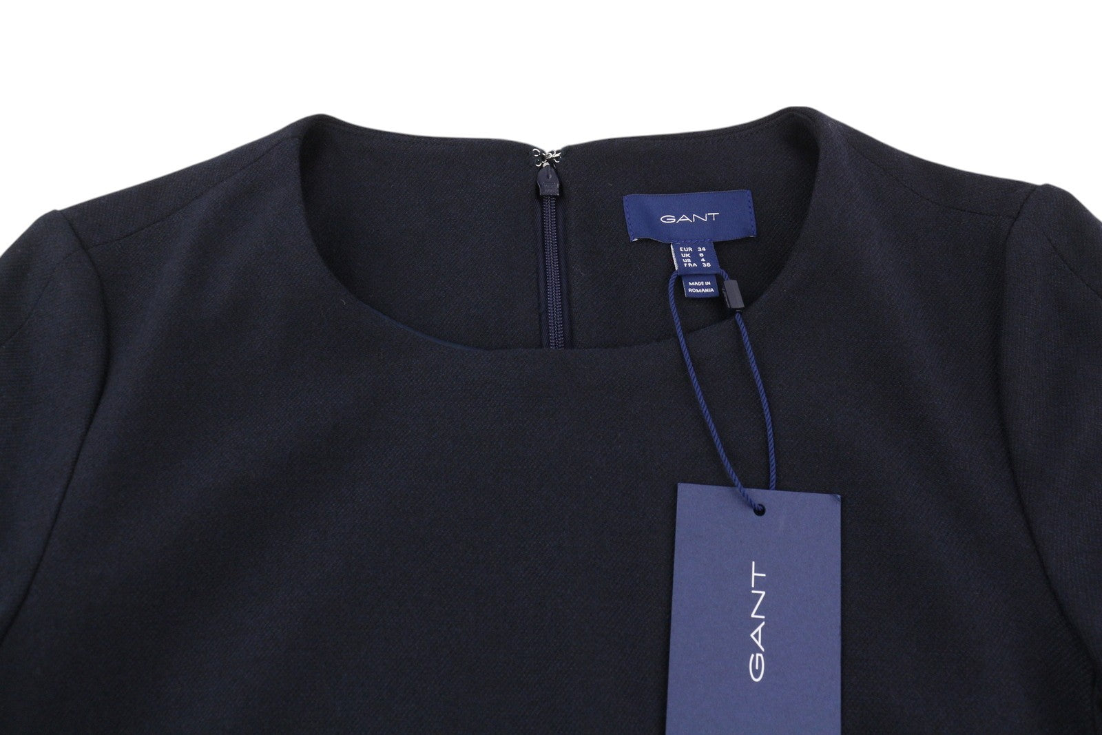 GANT Washable Str Wool A-Line Women's Dress EU34 Dark Blue 3/4 Sleeve