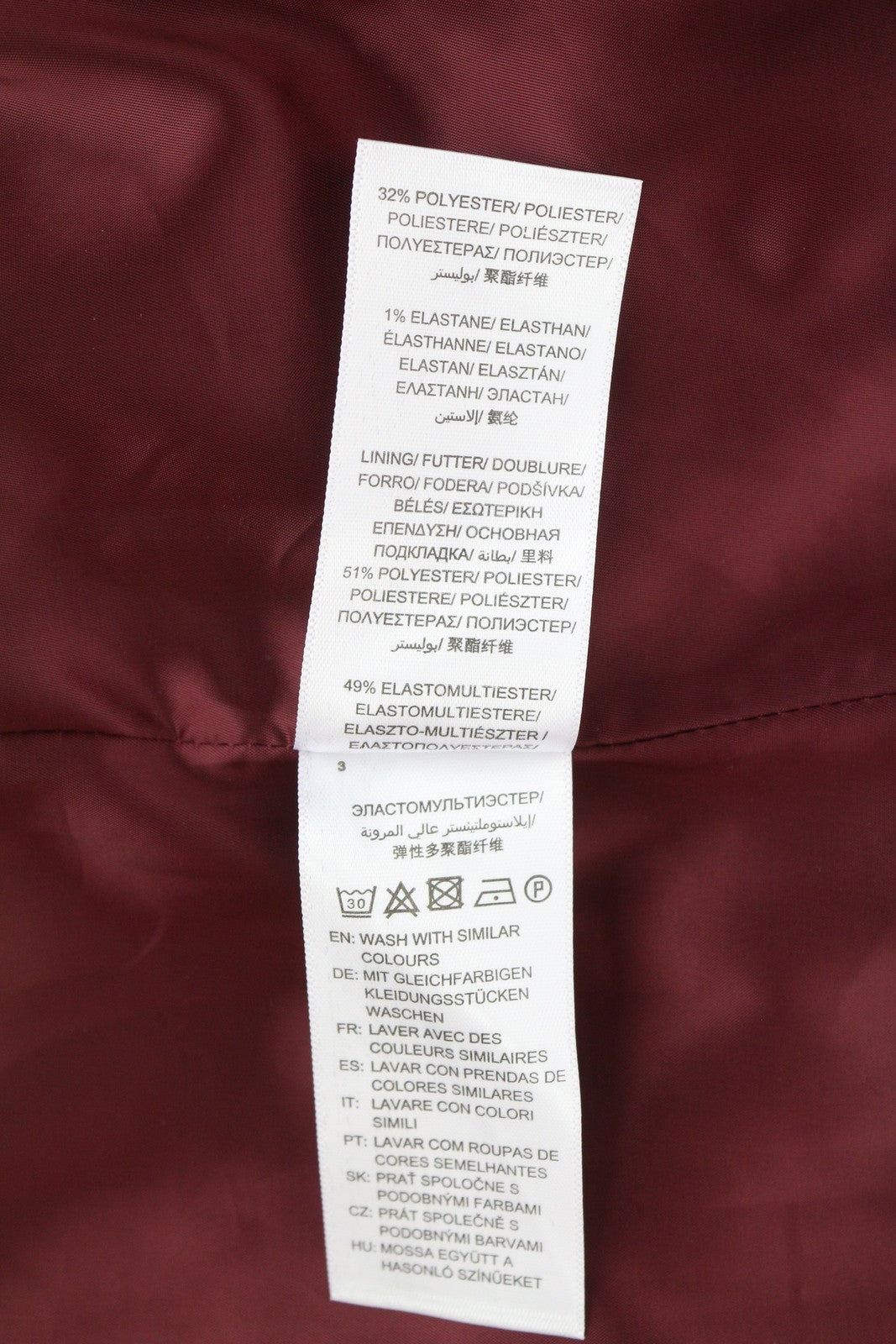 GANT Washable Str Wool A-Line Women's Dress EU34 Burgundy 3/4 Sleeve