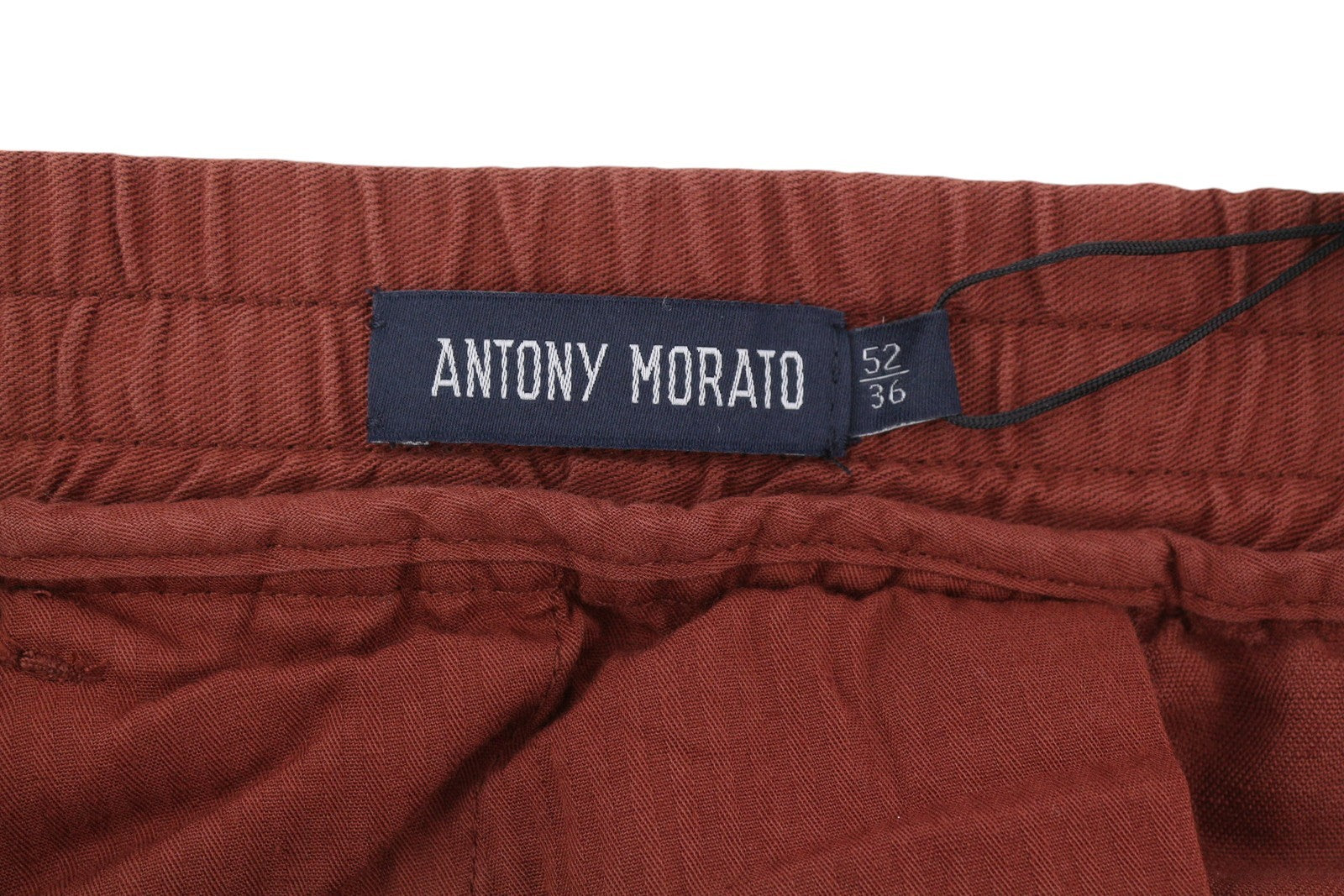 ANTONY MORATO Men's Trousers W36 Brown Linen Blend Elastic Waist