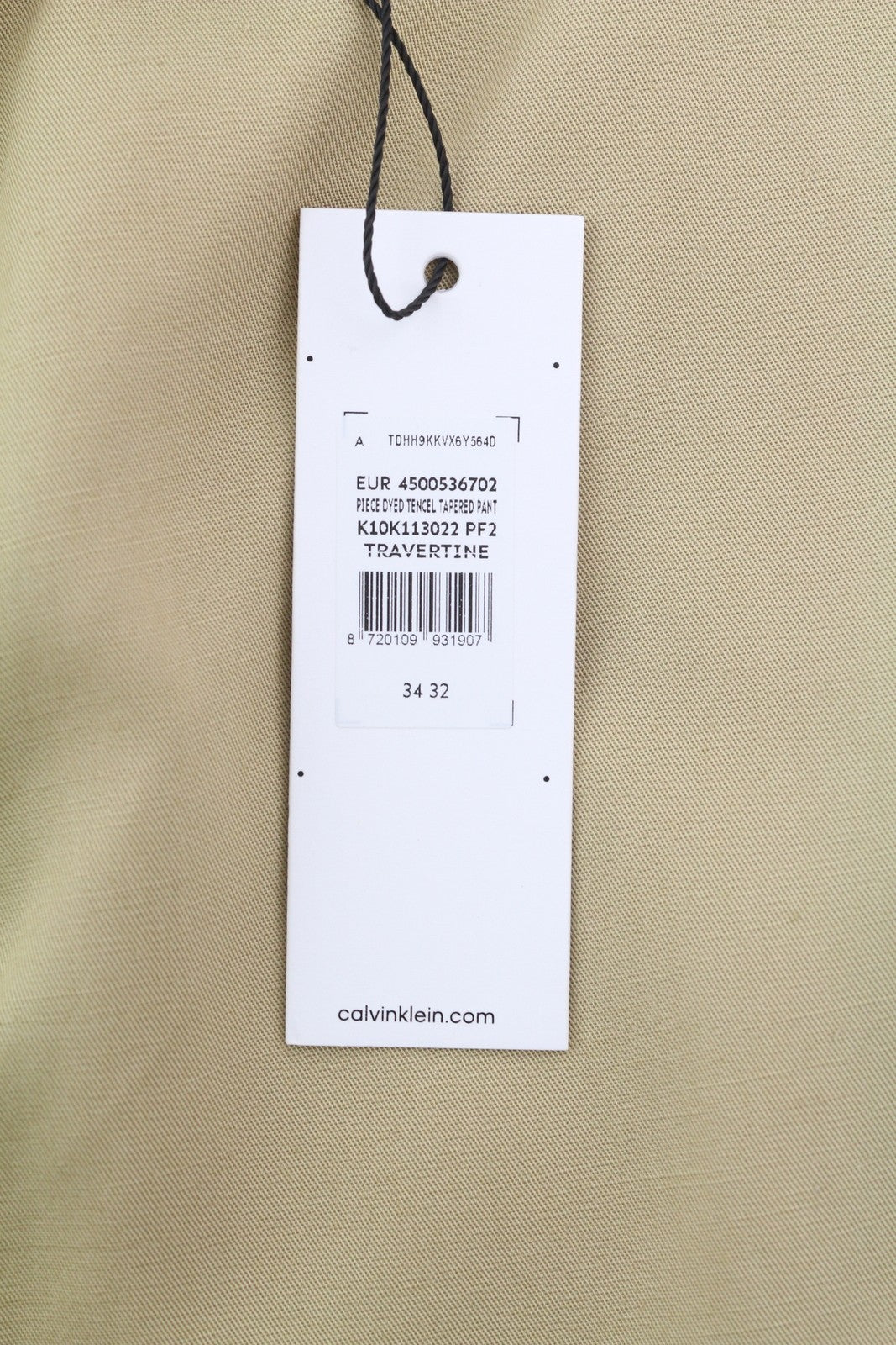 CALVIN KLEIN Piece Dyed Tencel Men's Trousers W34/L32 Brown