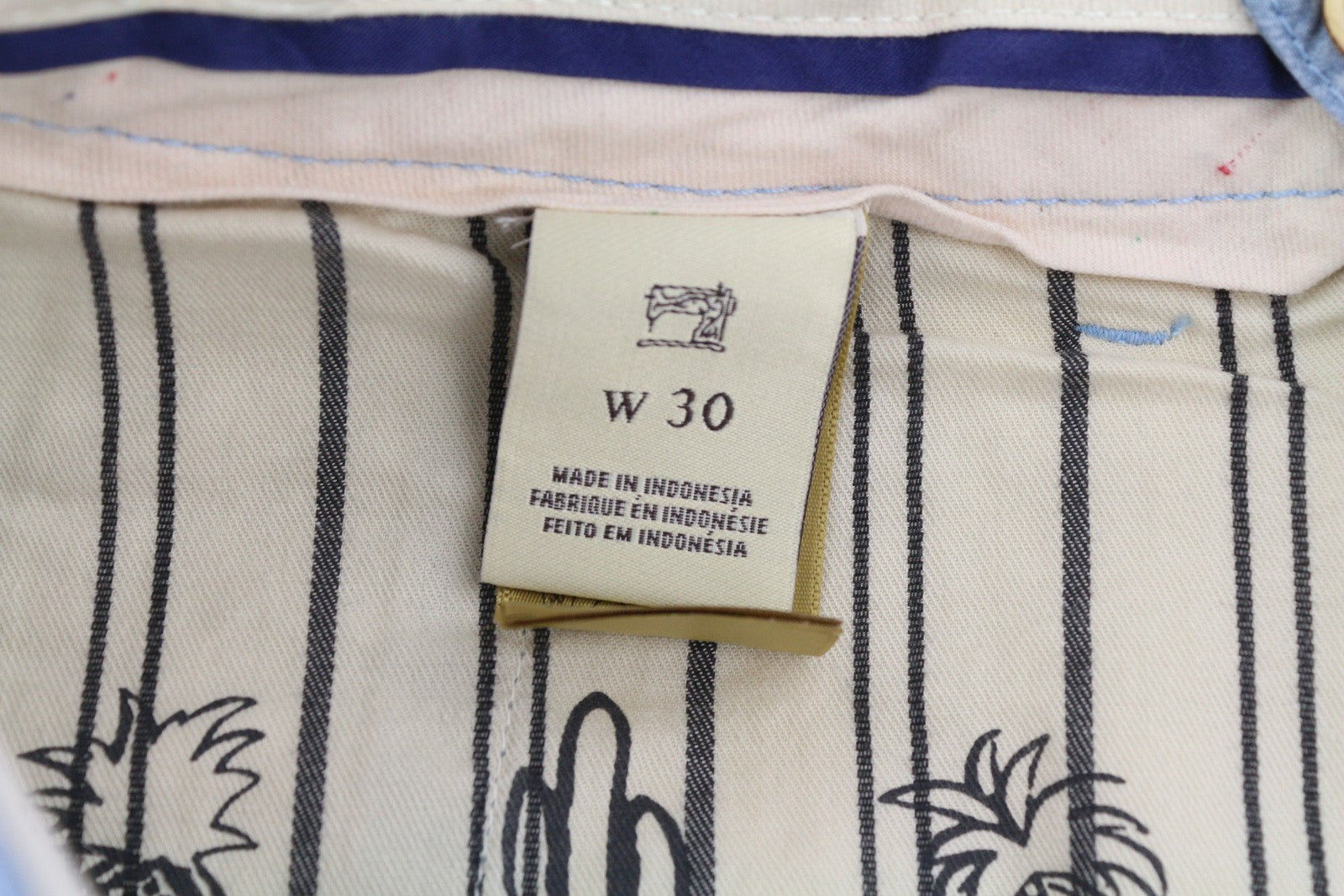 SCOTCH & SODA Men's Shorts W30 Blue Washed Chino Leaf Print Logo