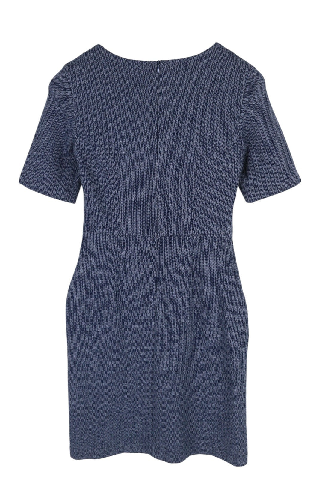 GANT Herringbone Jersey Women's Dress EU34 Blue Round Neck Short Sleeve