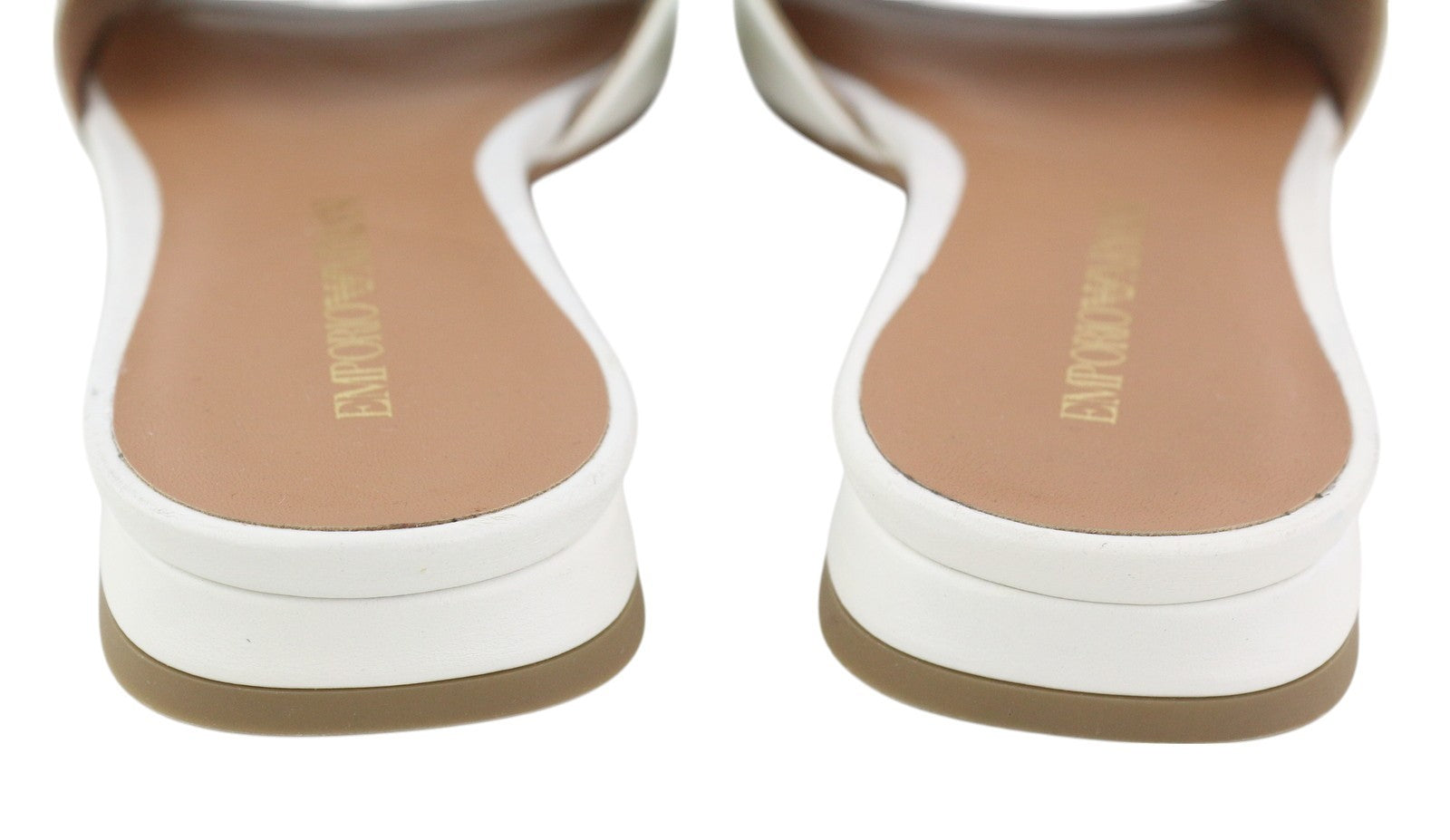 EMPORIO ARMANI Women's Flats EU37 White Leather Crystal Slip On