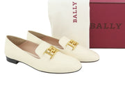 BALLY Ellah Women Flats EU36.5 Milky Leather Gold Tone Details Loafers RRP699
