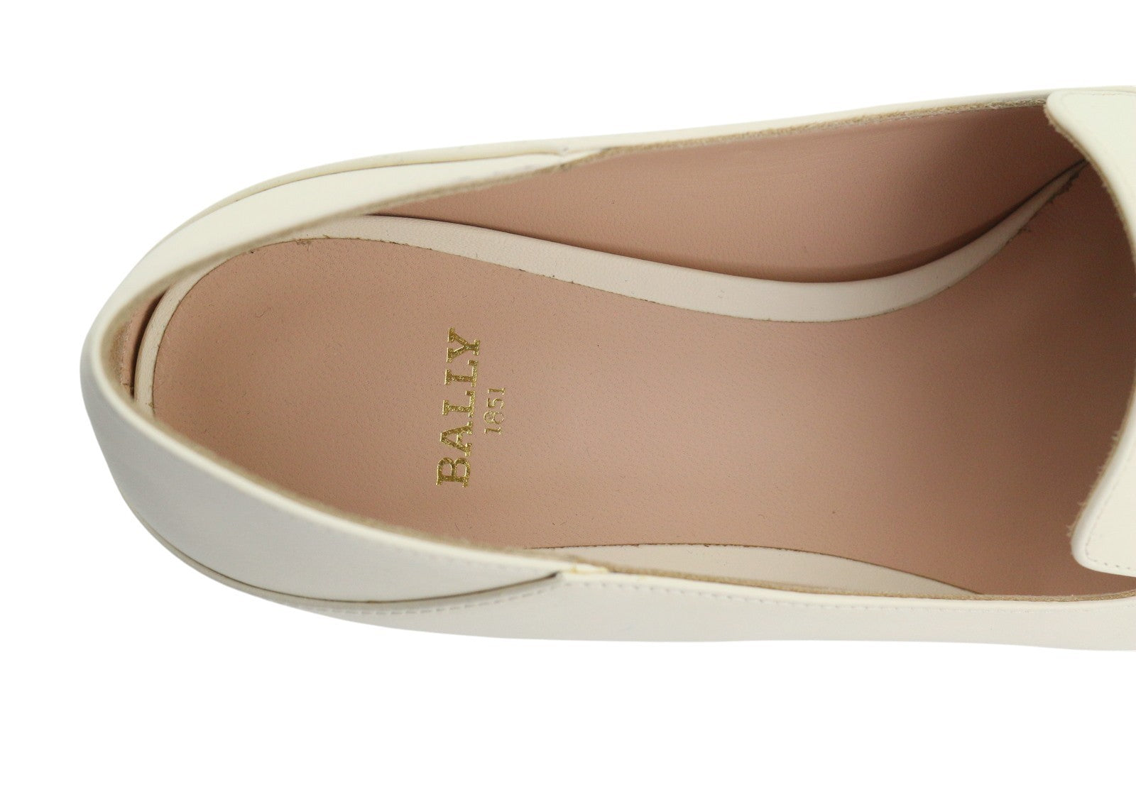 BALLY Ellah Women Flats EU36.5 Milky Leather Gold Tone Details Loafers RRP699