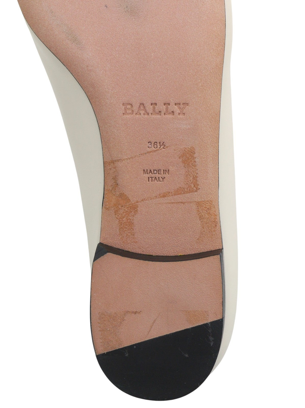 BALLY Ellah Women Flats EU36.5 Milky Leather Gold Tone Details Loafers RRP699