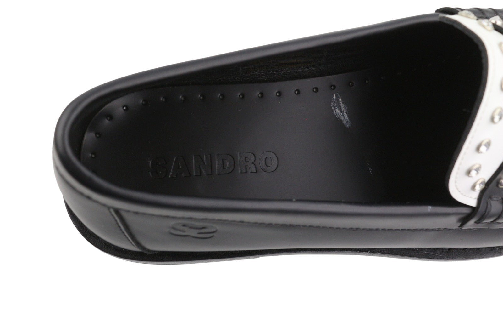 SANDRO Lypsee Women Shoes EU40 Leather Rhinestones Round Loafers RRP325