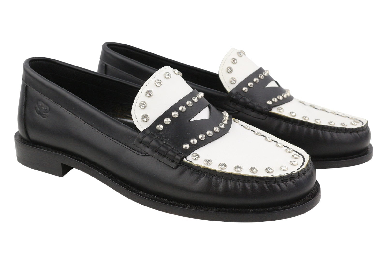 SANDRO Lypsee Women Shoes EU40 Leather Rhinestones Round Loafers RRP325