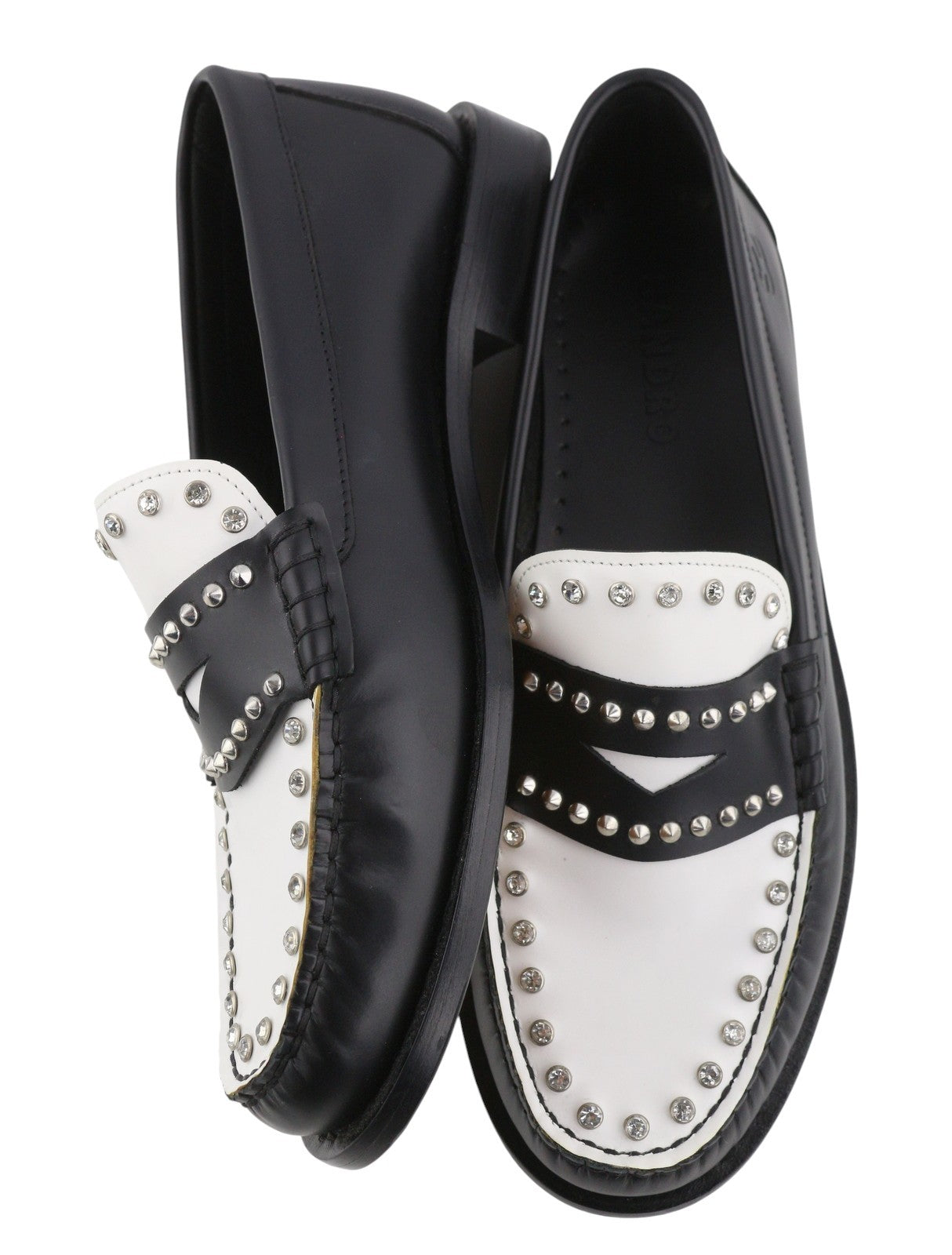 SANDRO Lypsee Women Shoes EU40 Leather Rhinestones Round Loafers RRP325