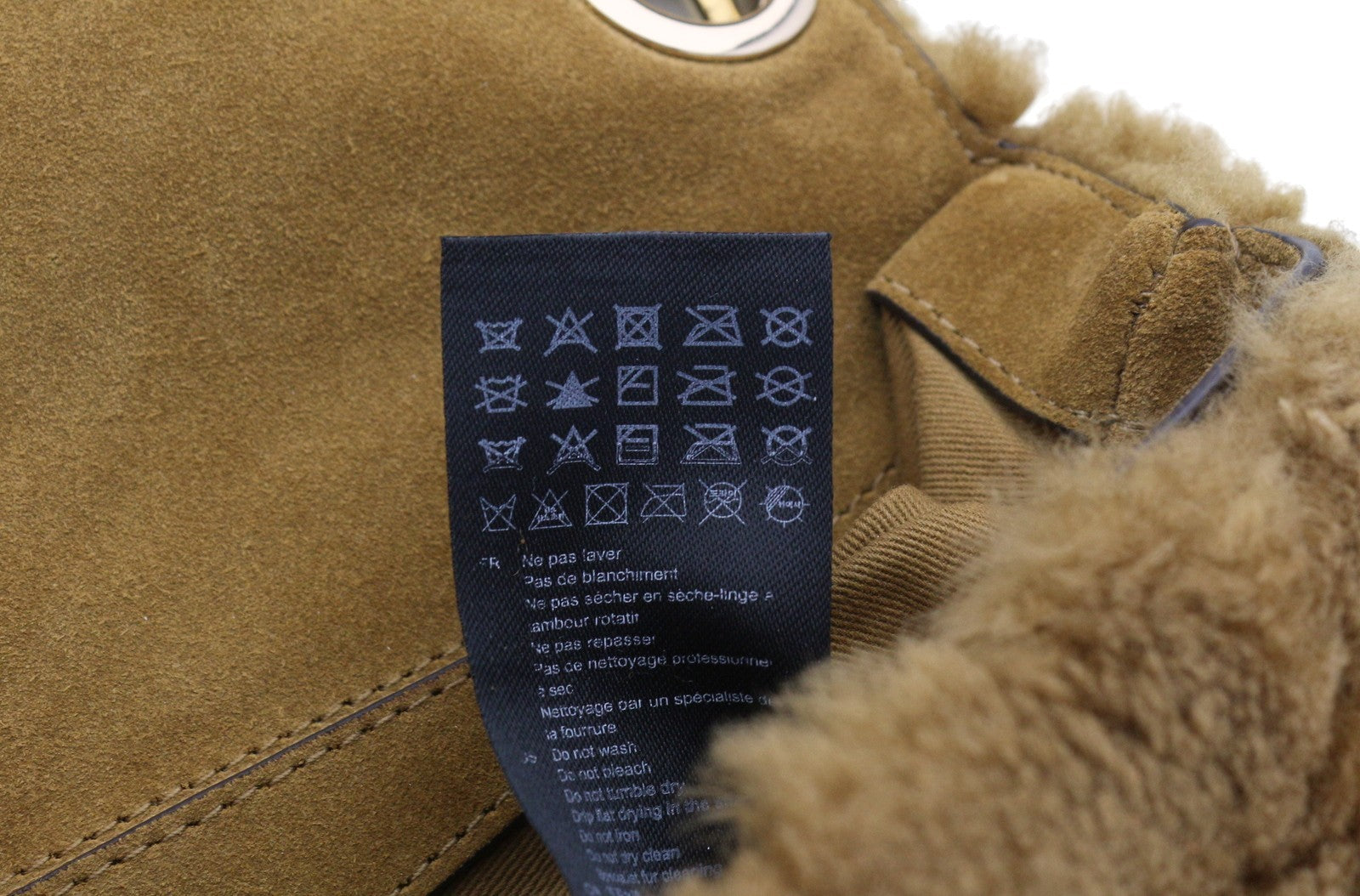 SANDRO Big Yza Curly Women Bag OS Camel Shearling Chain-Link Shoulder RRP475