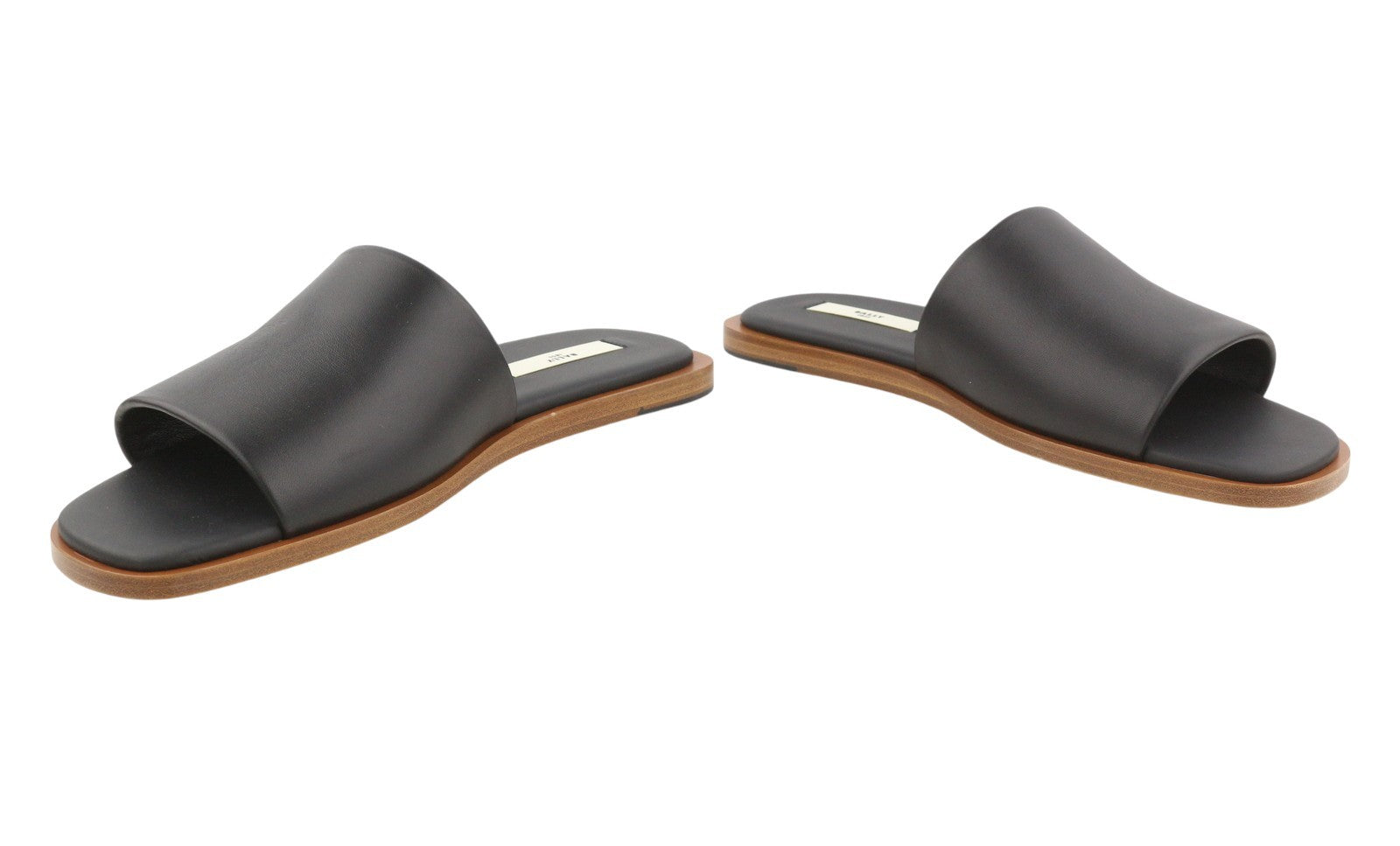 BALLY Sabian-TU Men Flats EU44 Black Lambskin Leather Slip-On Slides RRP649