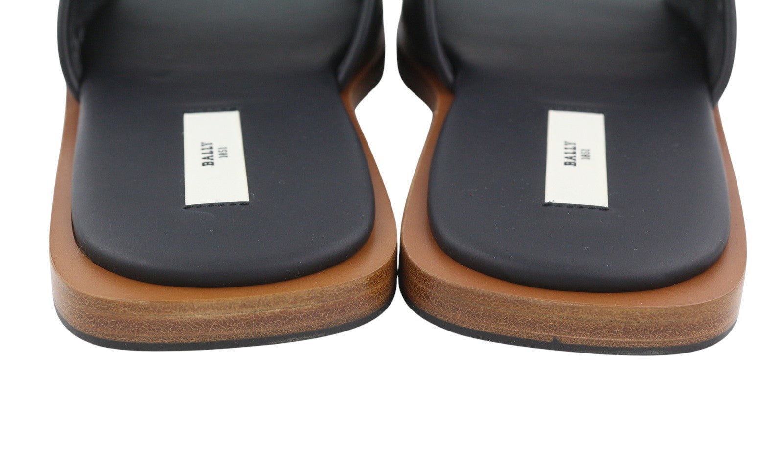 BALLY Sabian-TU Men Flats EU44 Black Lambskin Leather Slip-On Slides RRP649