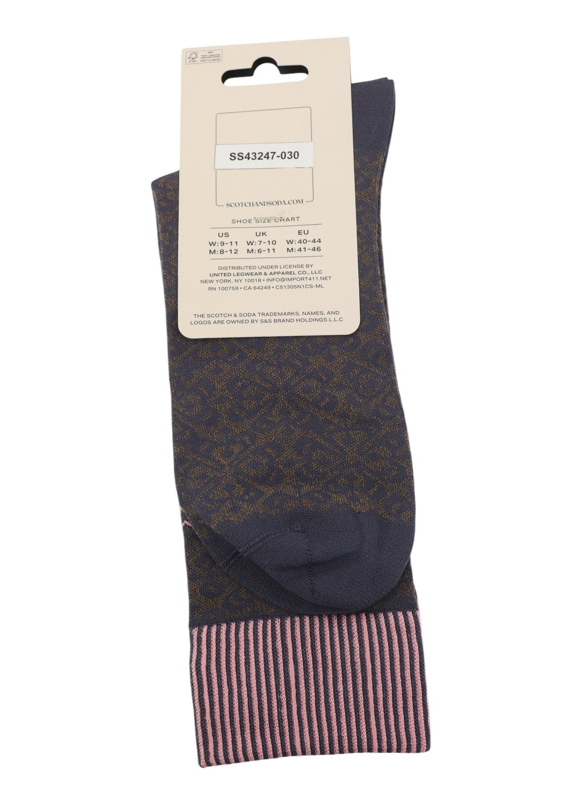 SCOTCH & SODA x Joe Jonas Women Socks EU40/44 Patterned Knitted Logo Unisex