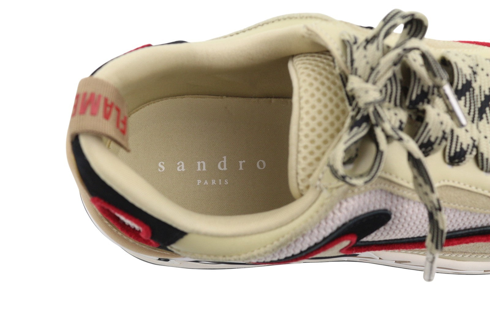 SANDRO Flame Women Sneakers EU37 Beige Calfskin Leather Laced Low Top RRP225