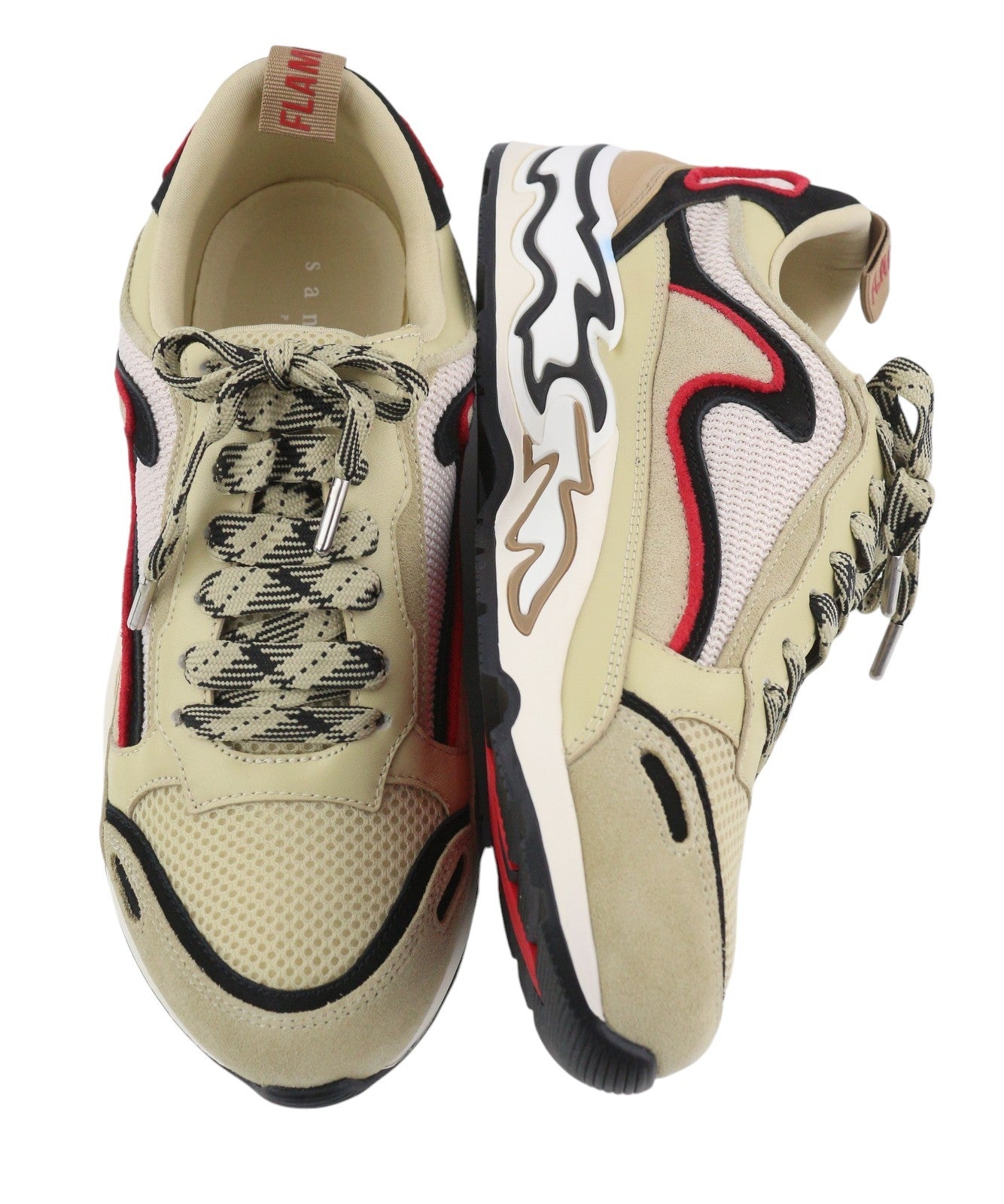 SANDRO Flame Women Sneakers EU37 Beige Calfskin Leather Laced Low Top RRP225