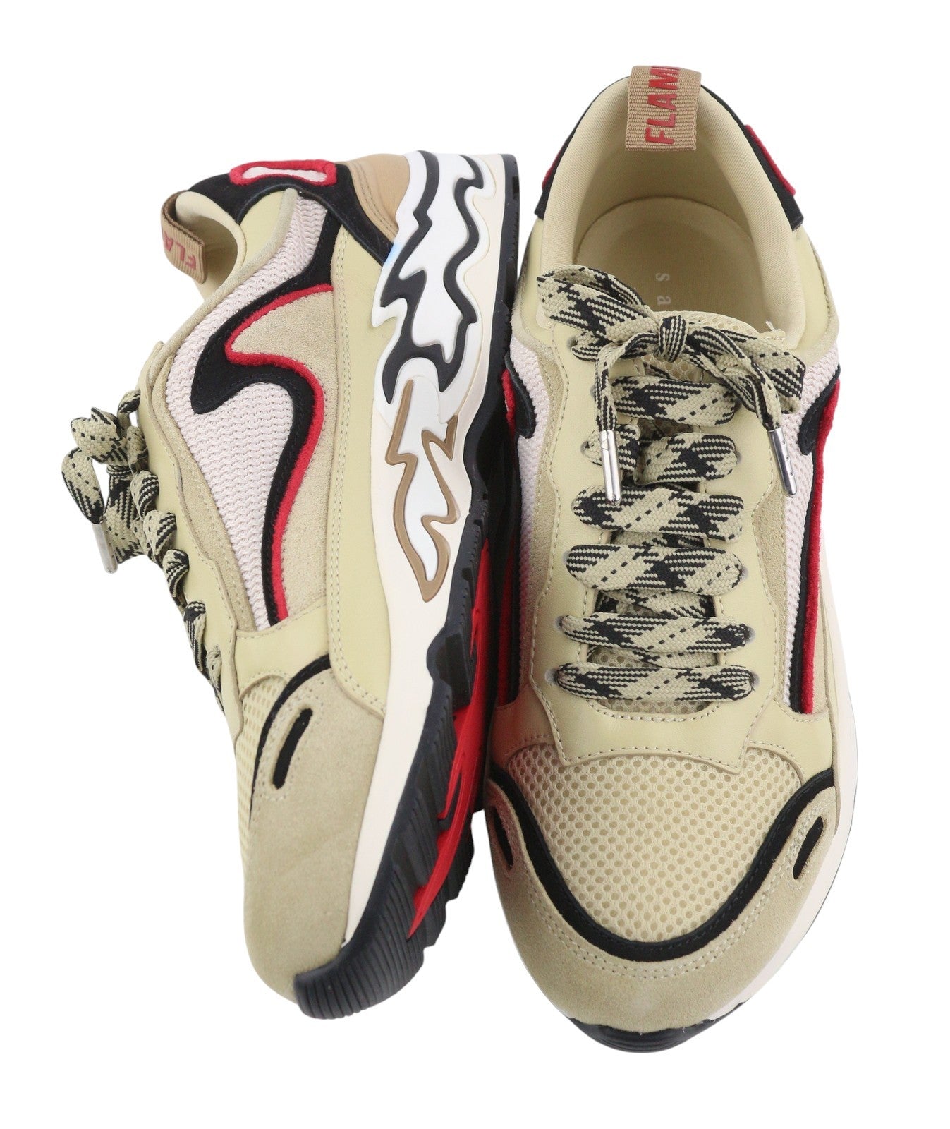 SANDRO Flame Women Sneakers EU37 Beige Calfskin Leather Laced Low Top RRP225