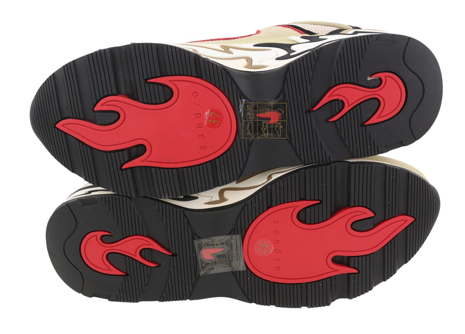 SANDRO Flame Women Sneakers EU37 Beige Calfskin Leather Laced Low Top RRP225